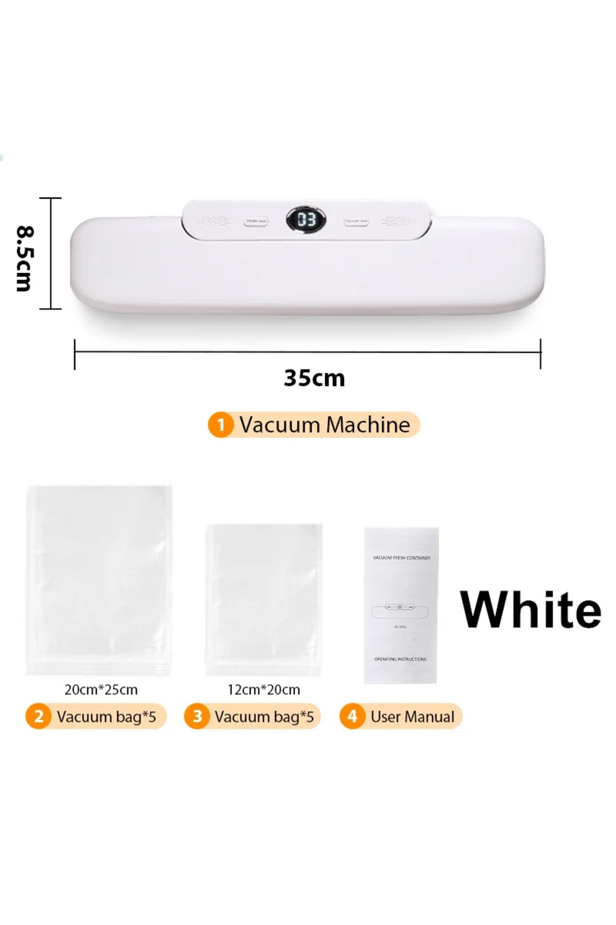 Choice-220V-EU WHITE Vacuum Sealer Packaging Machine Food Vacuum Sealer With Free 10pcs Vacuum bags Househo 1