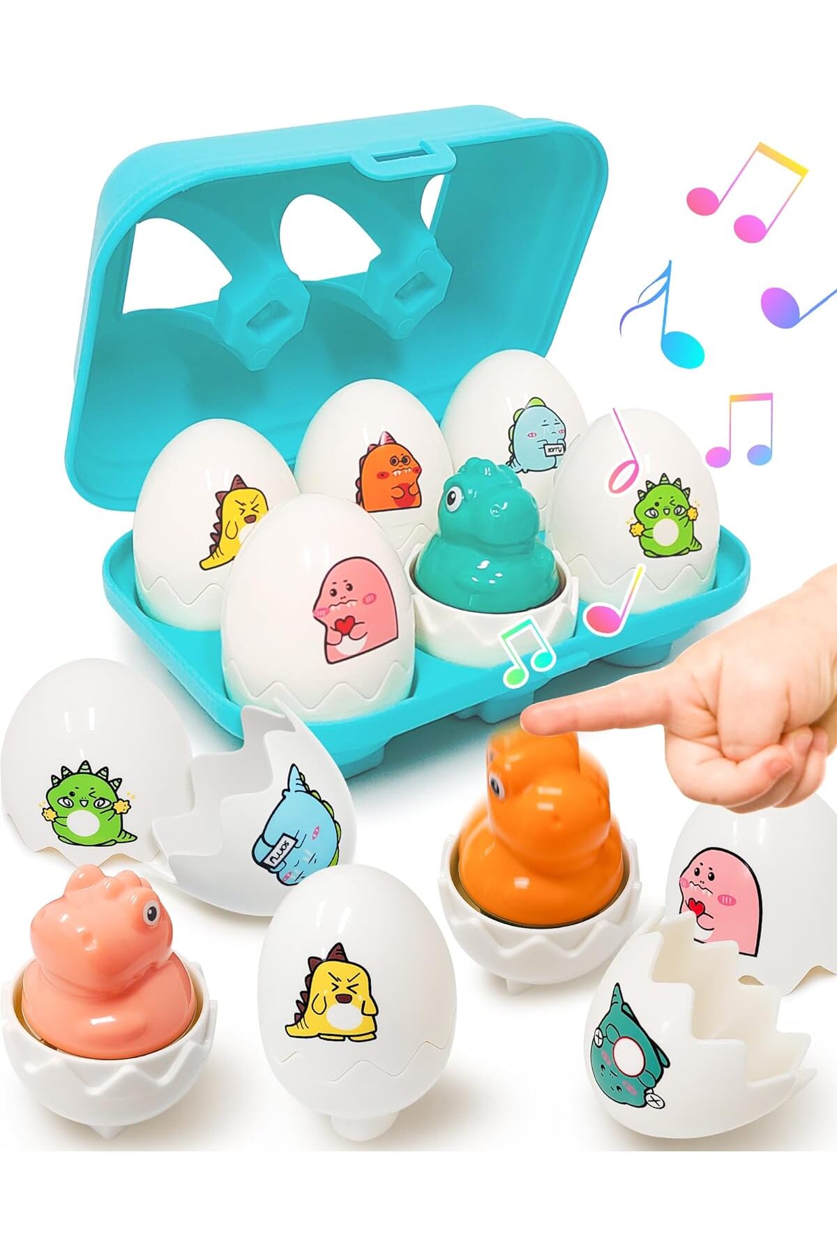 عروسک دایناسور تخم‌مرغی برای نوپاها، آموزشی حسی مونته‌سوری برای یادگیری اولیه، مطابقت اشکال و غیره