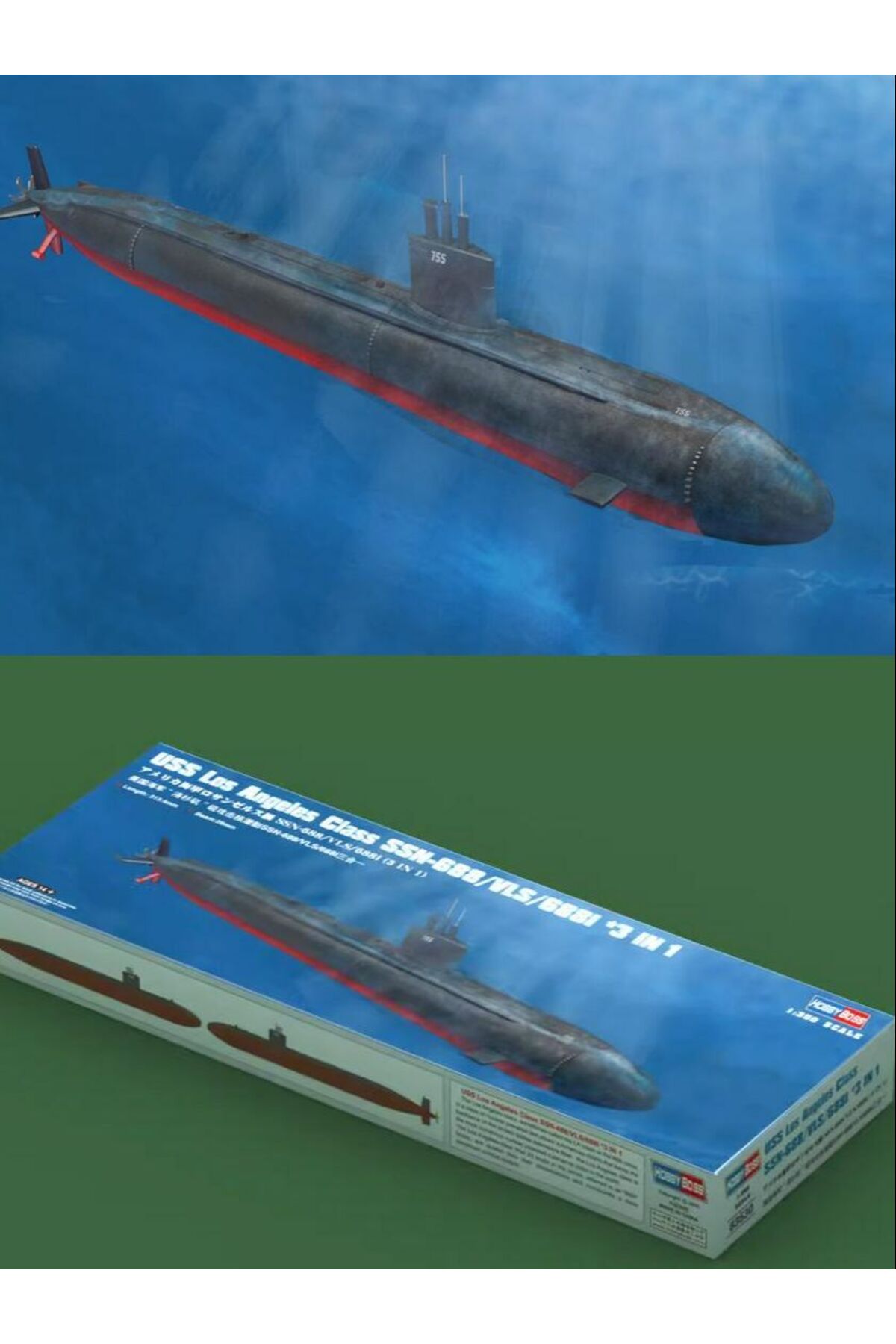 هوبی‌باس 83530 مدل مقیاسی زیردریایی 1/350 کلاس یو‌اس‌اس لس‌آنجلس SSN-688/VLS/688I (۳ در ۱)