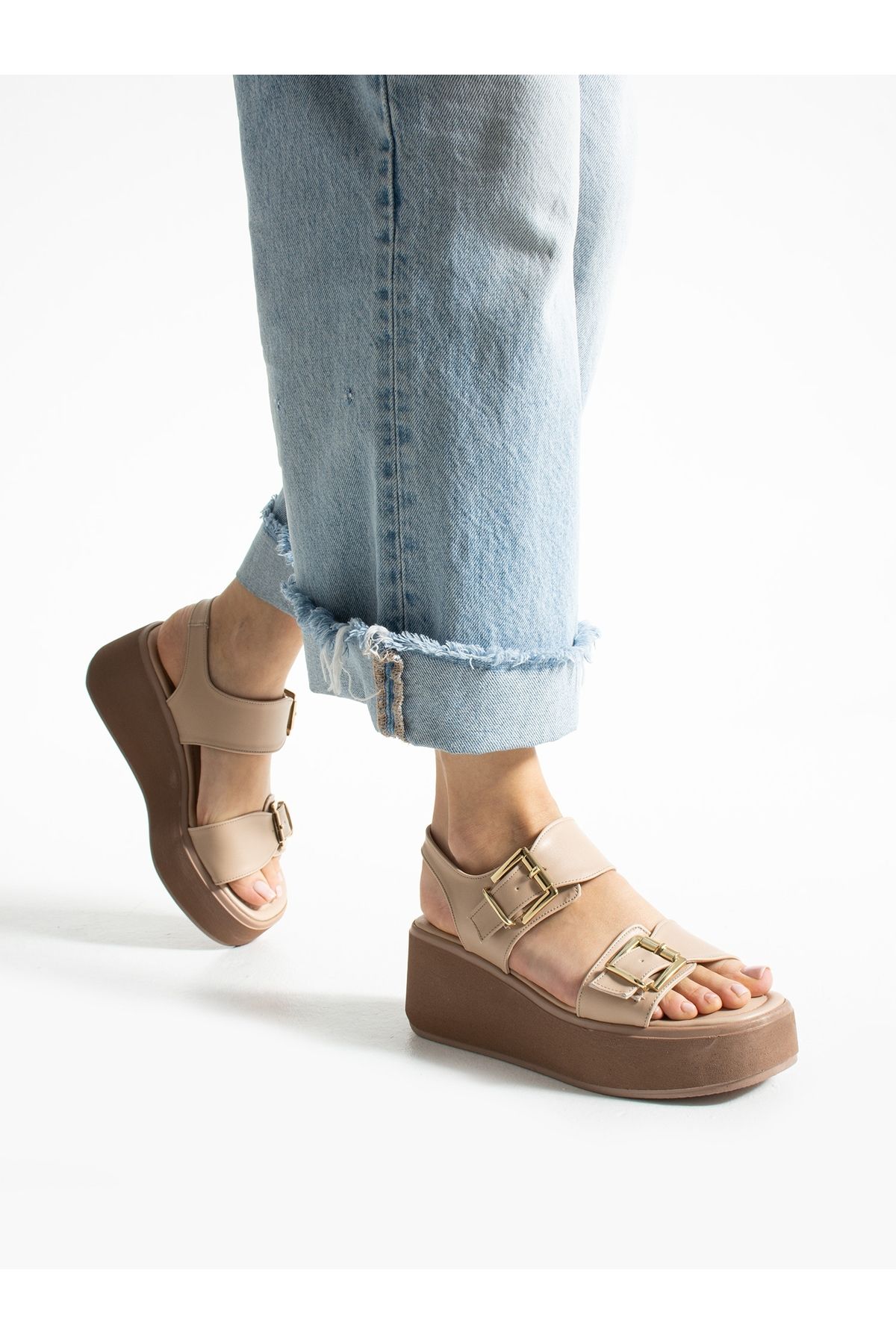 ALEMDAR AYAKKABI-Jeff Mink Buckle Detailed Women's Sandals 3