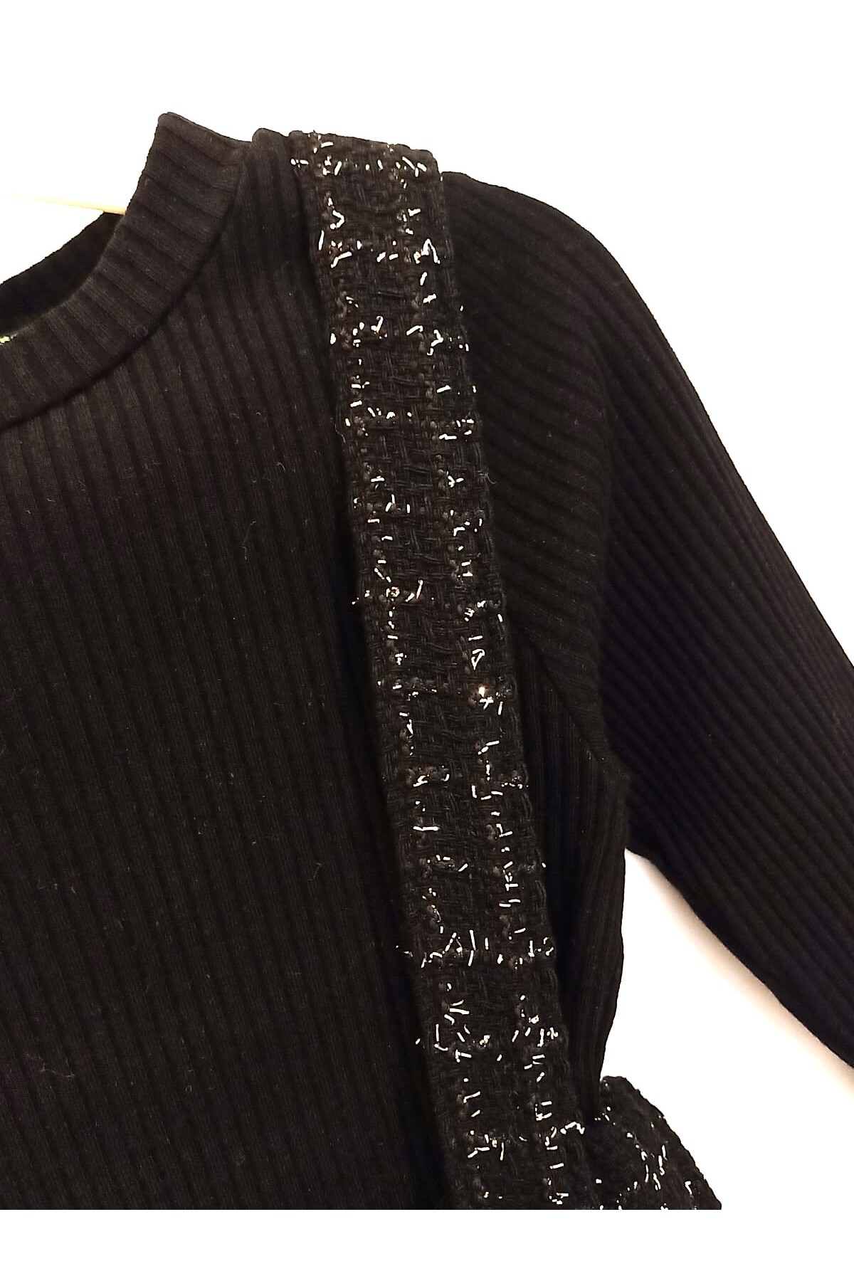 Happy Kids (9Ay-5Yaş Arası)Kız Çocuk Kendinden Simli Piliseli Salopet Jile Elbise-Kaşkorse Fitilli Body(2'li) fotoğrafı 5 (önizleme)