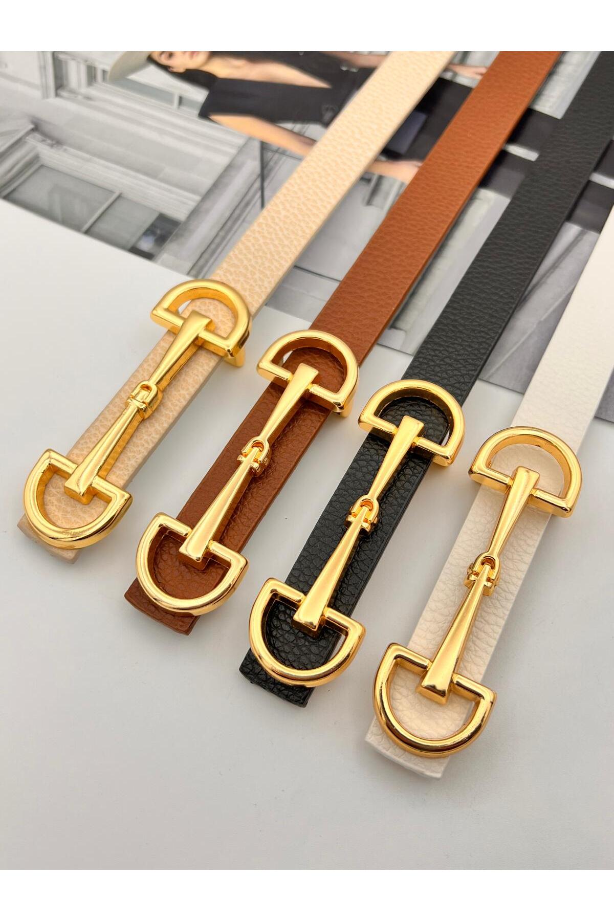 4-Piece Set Women's Belt with Gold Buckle Trouser Belt Dress Belt Shirt Belt Jacket Belt
