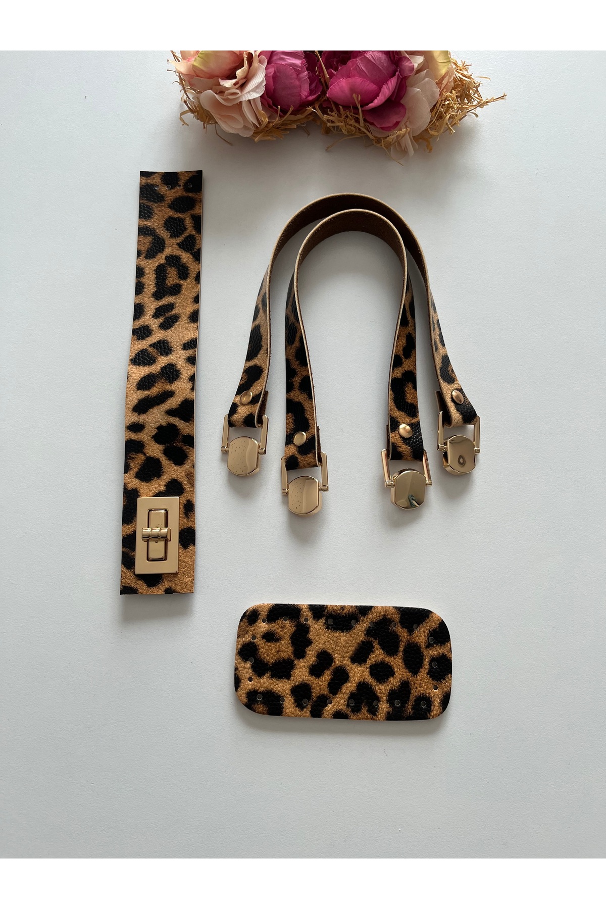 Leather handle , cover , base set for knitted bags