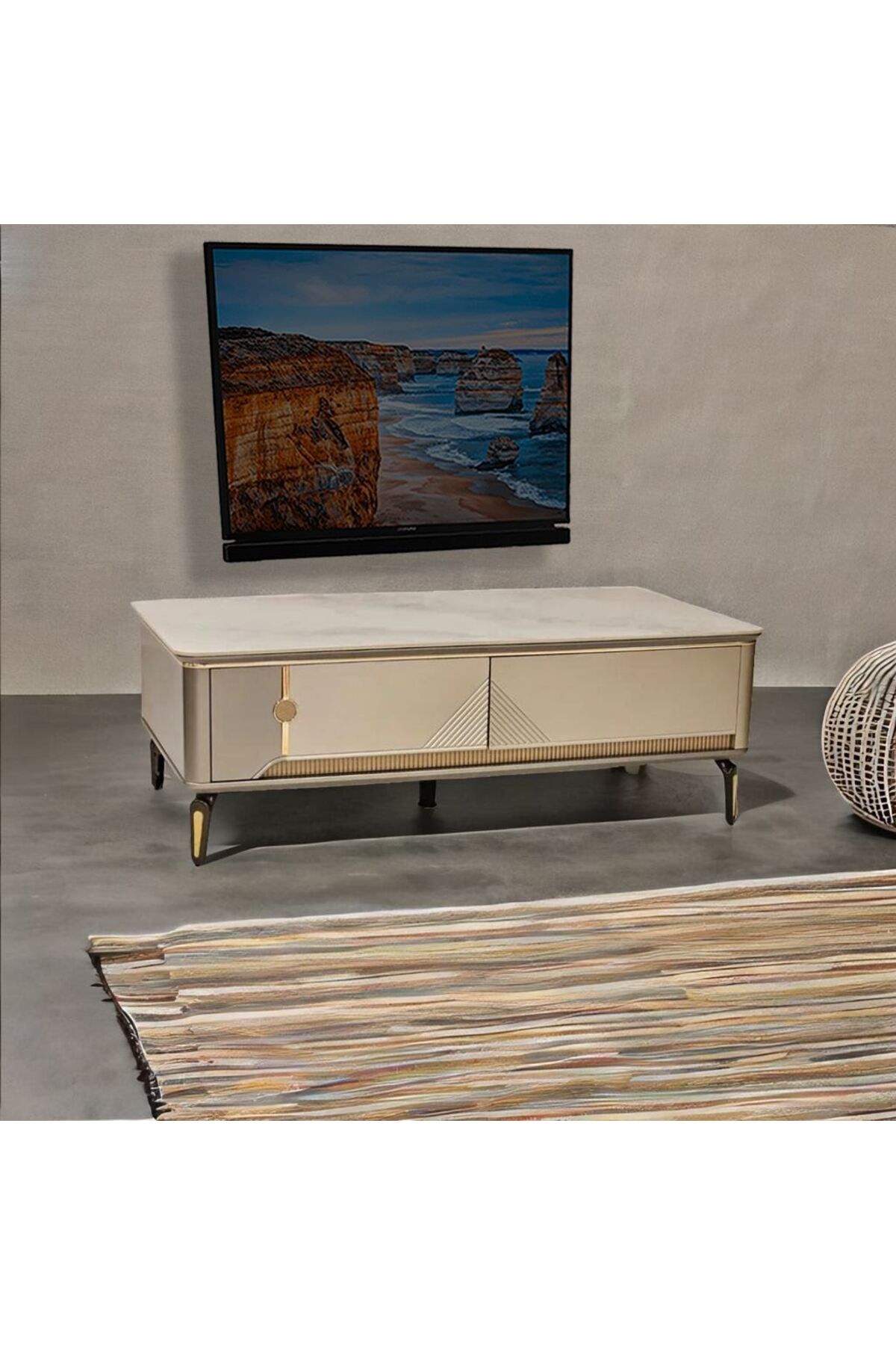 House One-TV Table|TV Cabinet Modern  MDF with Large Storage Capacity Suitable -Gray-160x70x45cm 1