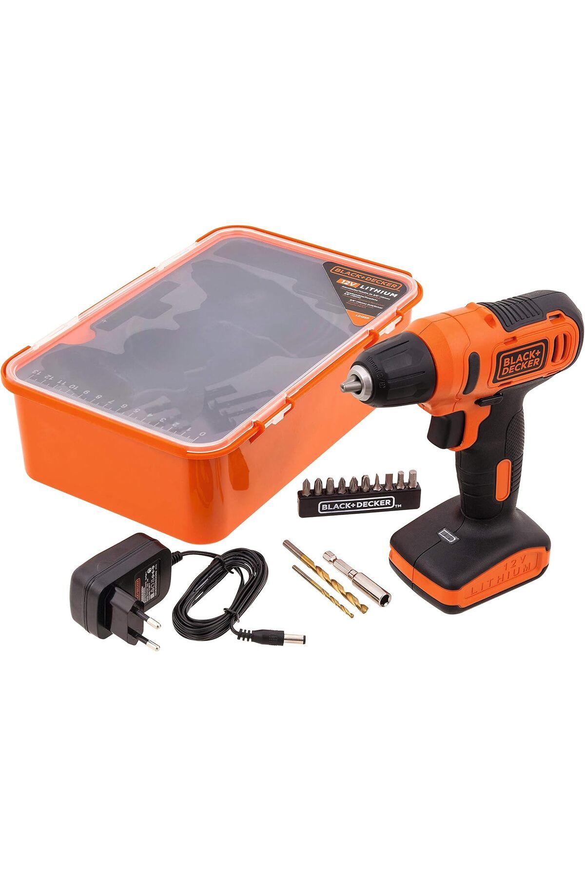 Black&Decker-Cordless Drill Driver with 13-Piece Bits Orange and Black LD12SP-B5 4