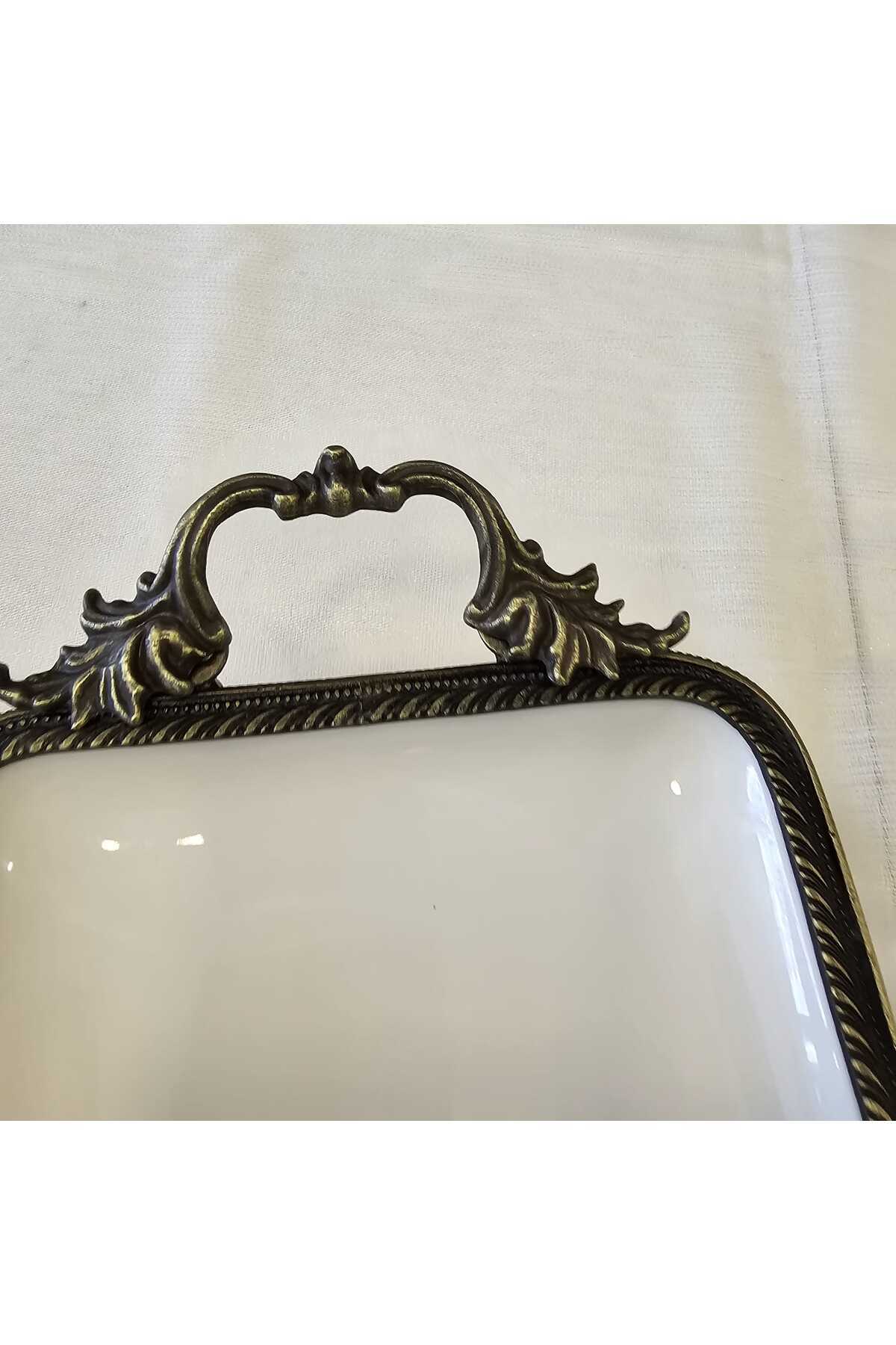 MaviDamla-Dörük Edge Frame Velisi Rectangular Footed Porcelain Presentation Plate Gold Es(Condition) 3