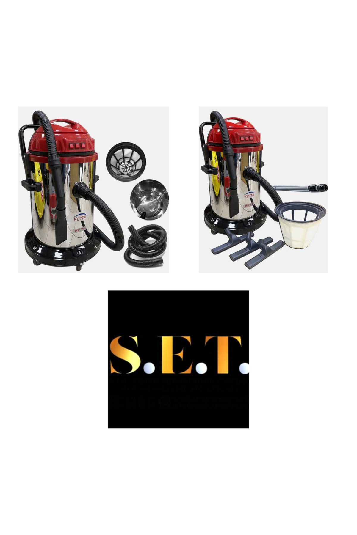 VETTA Set vetta 3 motorlu 3600 watt ıslak kuru full aparatli supurge