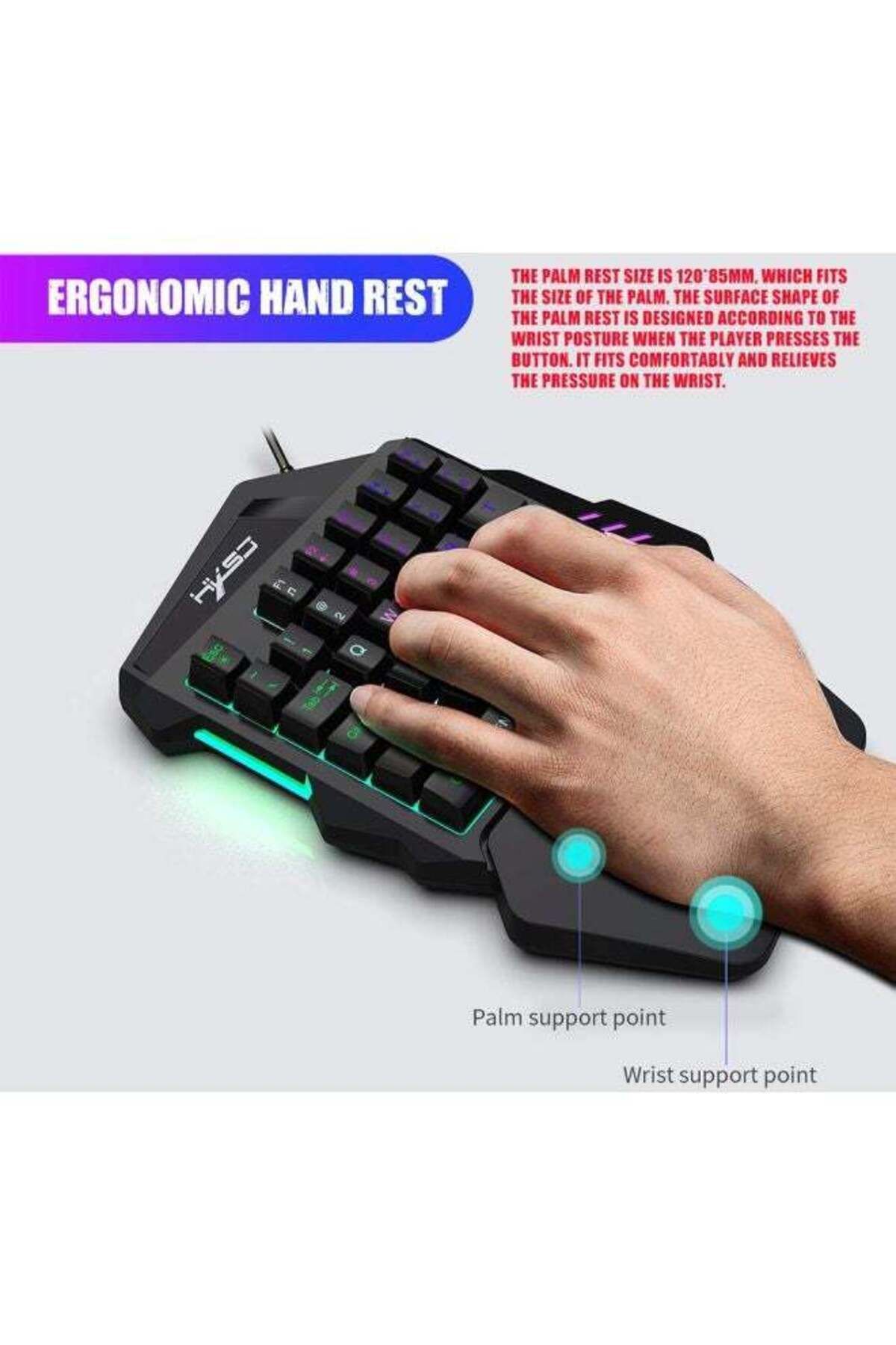 fulina-V100 One-Handed Gaming Keyboard And Mouse Set,Gets Rid Extra Keys,Hotkeys Right at Your Fingertips 3