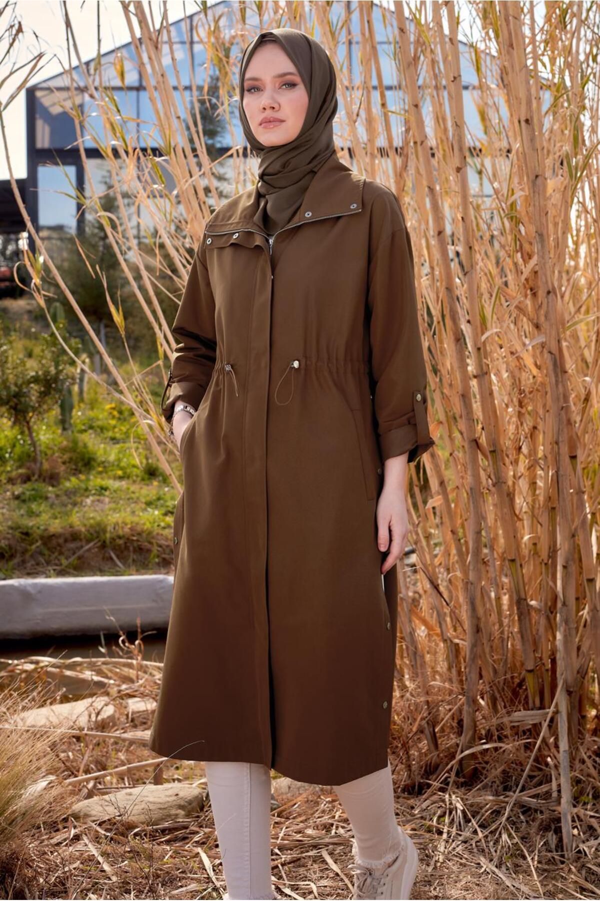 مانتو کمری طرح دار 10856 Alvina