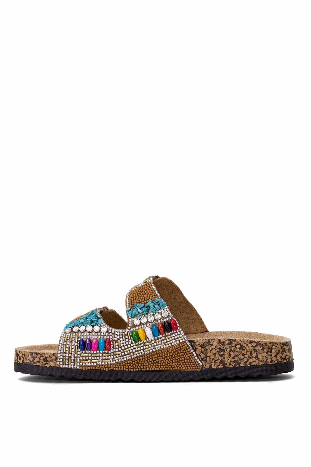 Guja-Γυναικείες Πέτρινες Παντόφλες Flat Camel 25Y102-2 3