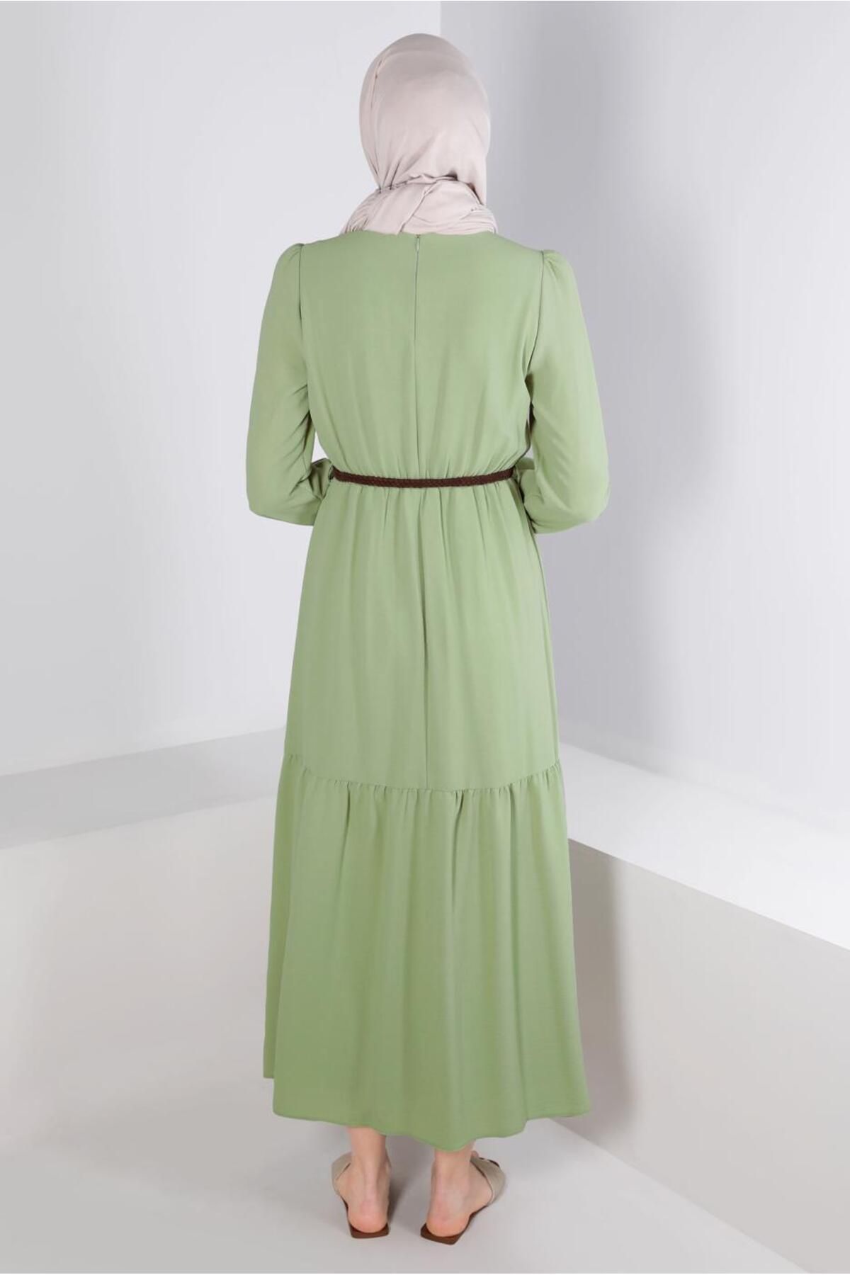 Alvina-42610 Model Two Color Dress with Elastic Waist 3