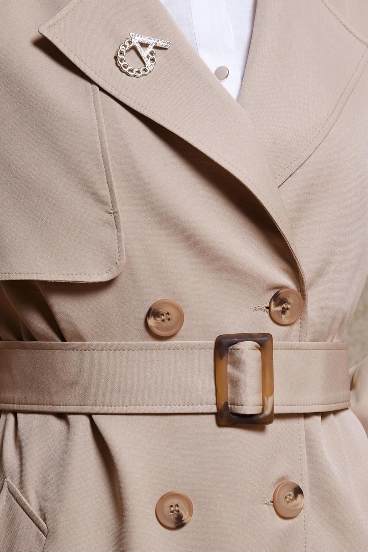 Alvina-10863 Model Belted Trench Coat 4