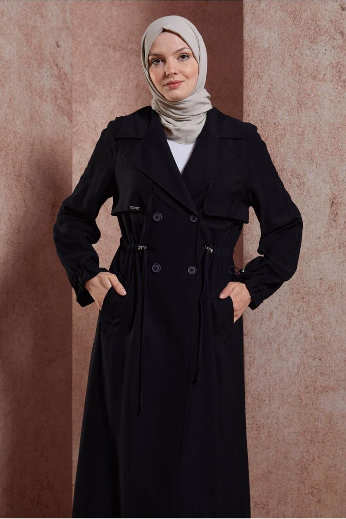 مانتو طرح دار در قسمت کمر 10864 Alvina