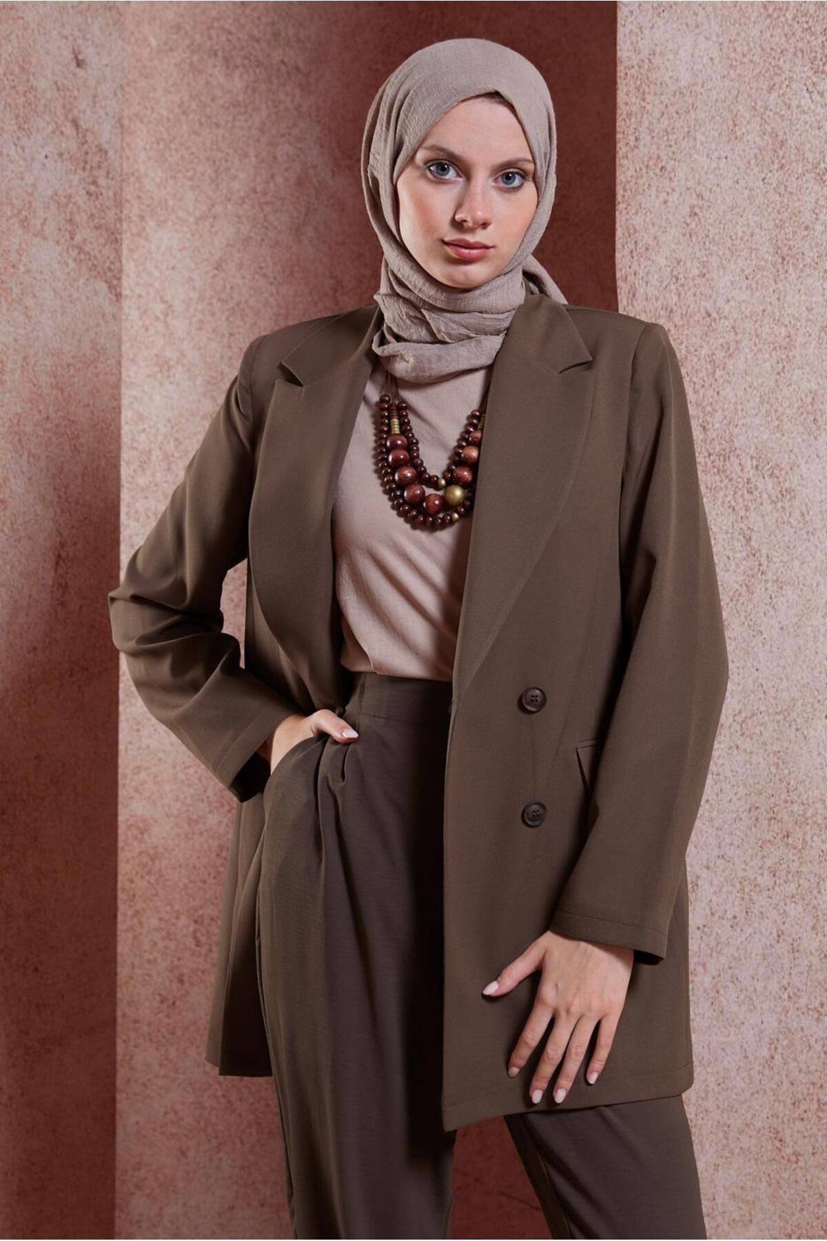 کاپشن بلیزر یقه دوبل 44648 Alvina