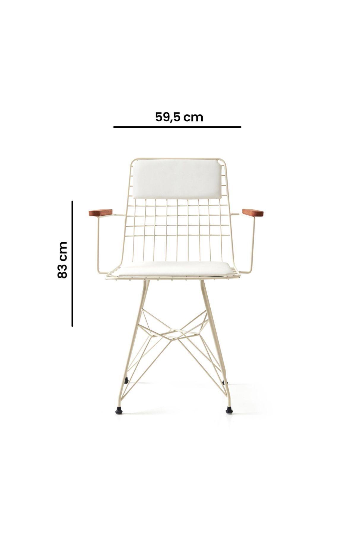 Akın Lux Akın Lüx Kollu Tel Sandalye - Beyaz - 83x39x59,5 cm