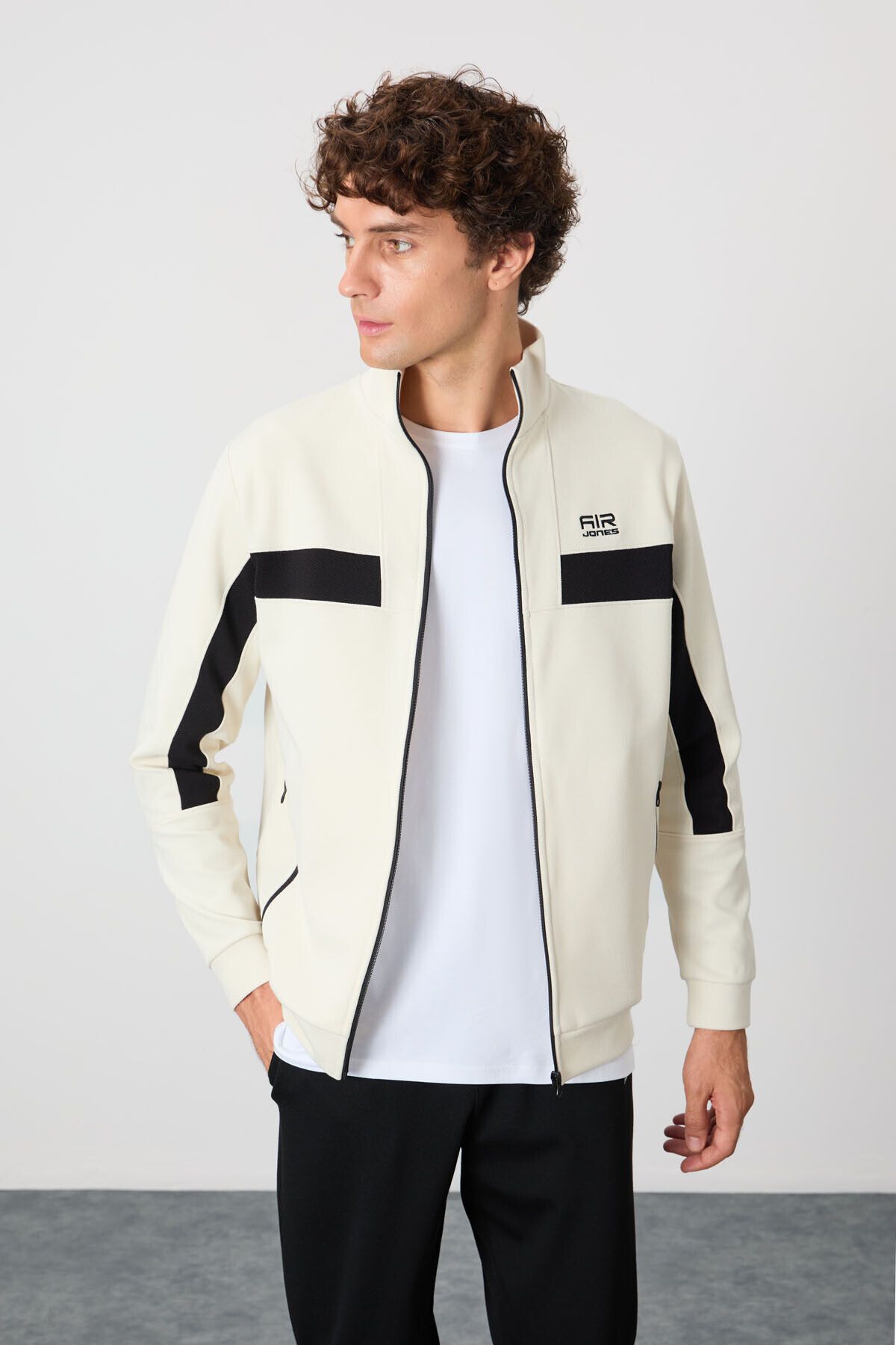 ست گرمکن مردانه BEIGE مشکی SURFACE TEXTURED STANDARD FIT TEAM TRACKSUIT MALE 85248 Air Jones