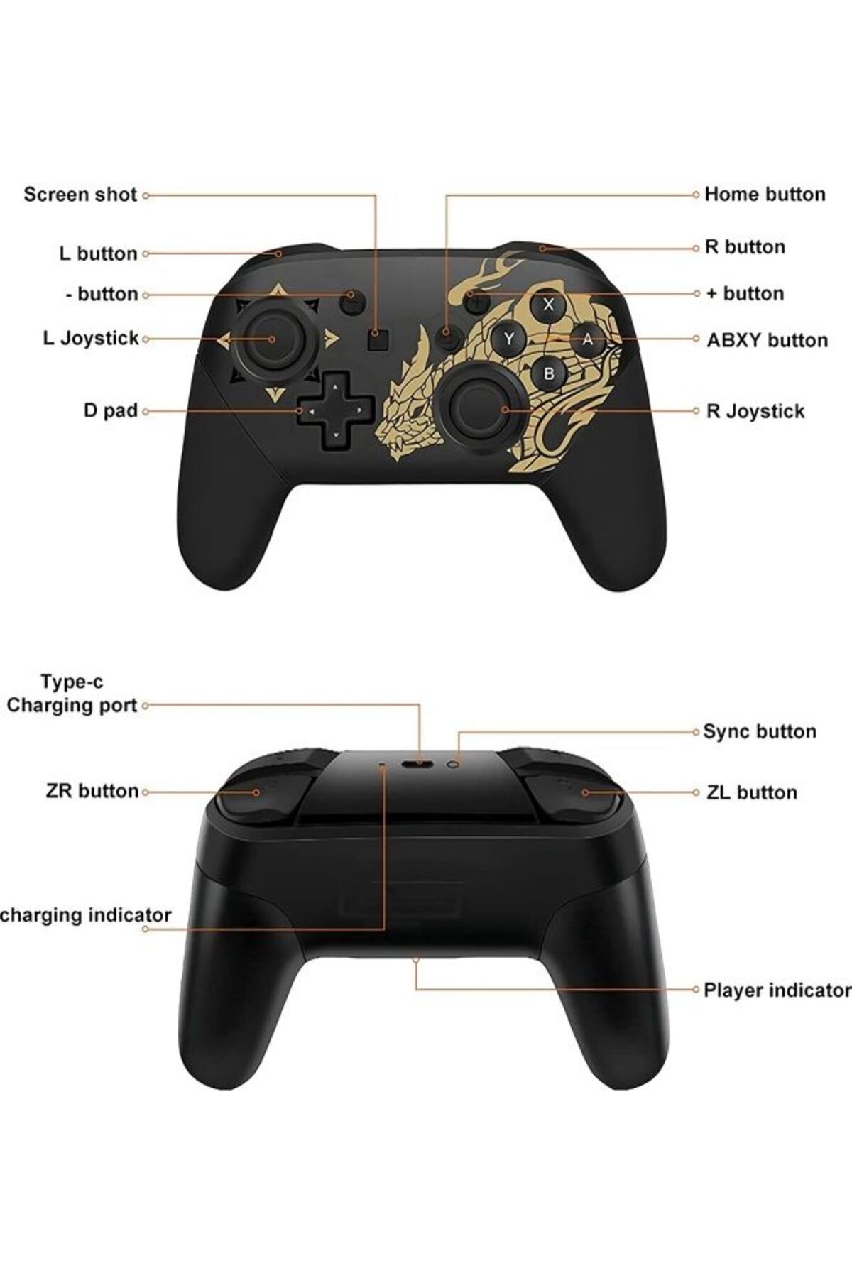 COOYA-Switch Pro Controller With NFC, Wake Function- wireless 6