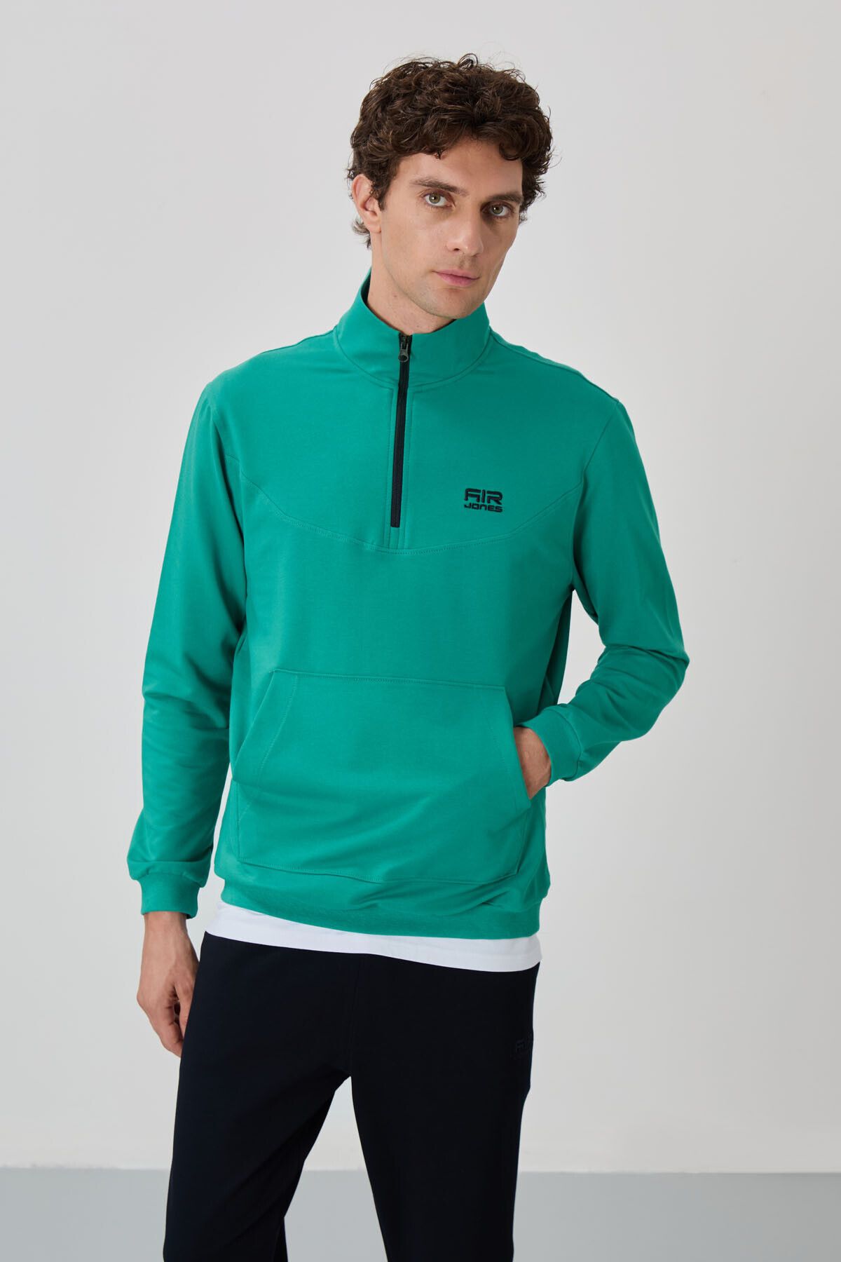 ست گرمکن مردانه HERBERT SEA GREEN تیم لباس یقه قرمز آبی سرمهای 85233 Air Jones