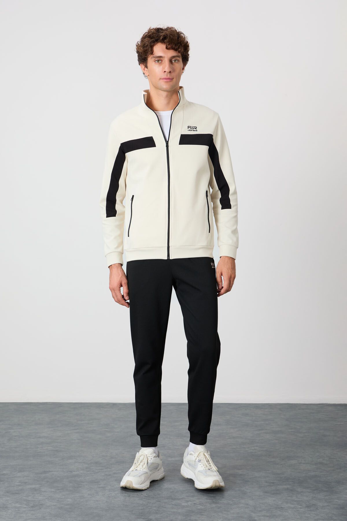 ست گرمکن مردانه BEIGE مشکی SURFACE TEXTURED STANDARD FIT TEAM TRACKSUIT MALE 85248 Air Jones