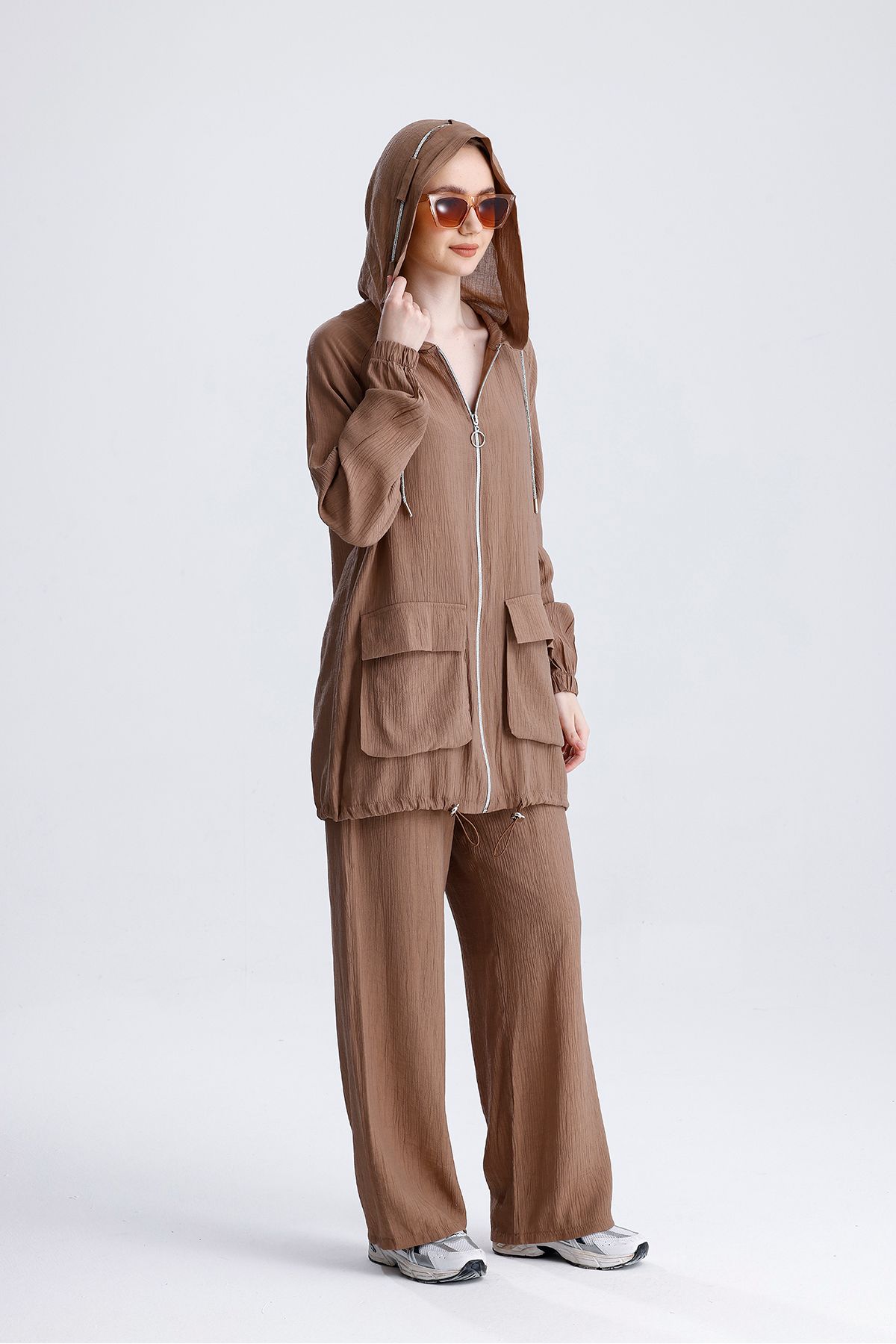 MD trend-Women's Oversize Zipper Pants and Sports Sweatpants Set 4