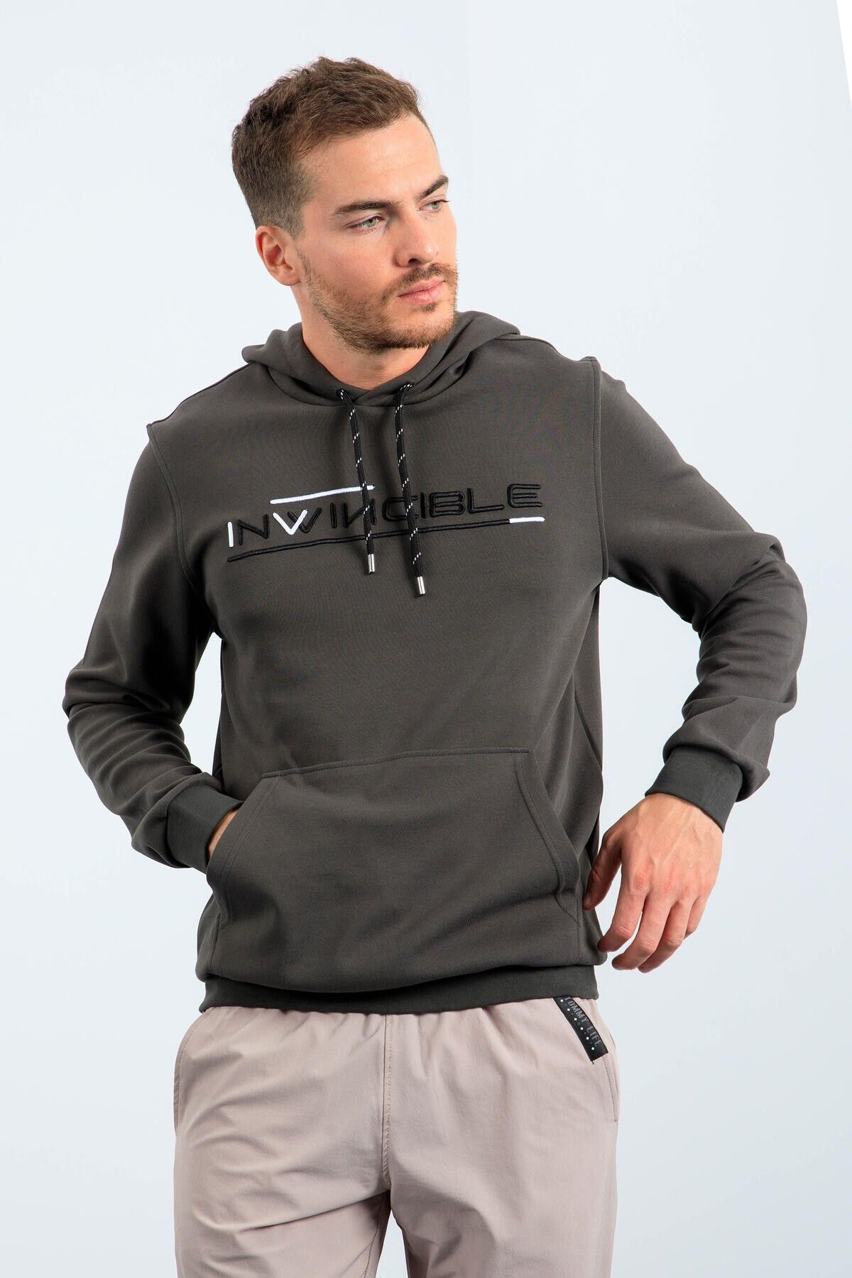 TOMMY LIFE-Men's Hooded KHaki Sweatshirt - Kangaroo pocket, Standard Fit - 87883 6
