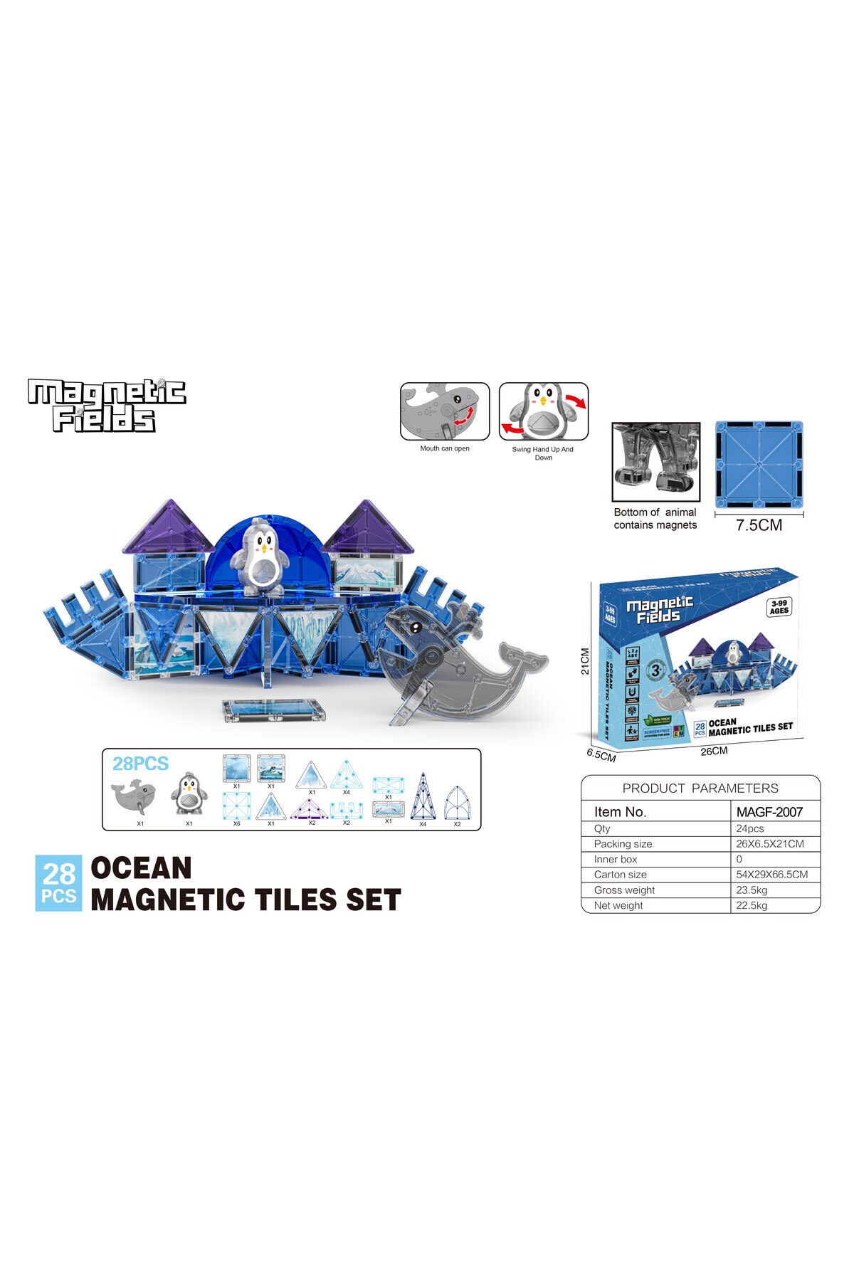 مجموعه کاشی‌های مغناطیسی اقیانوس – ۲۸ تکه