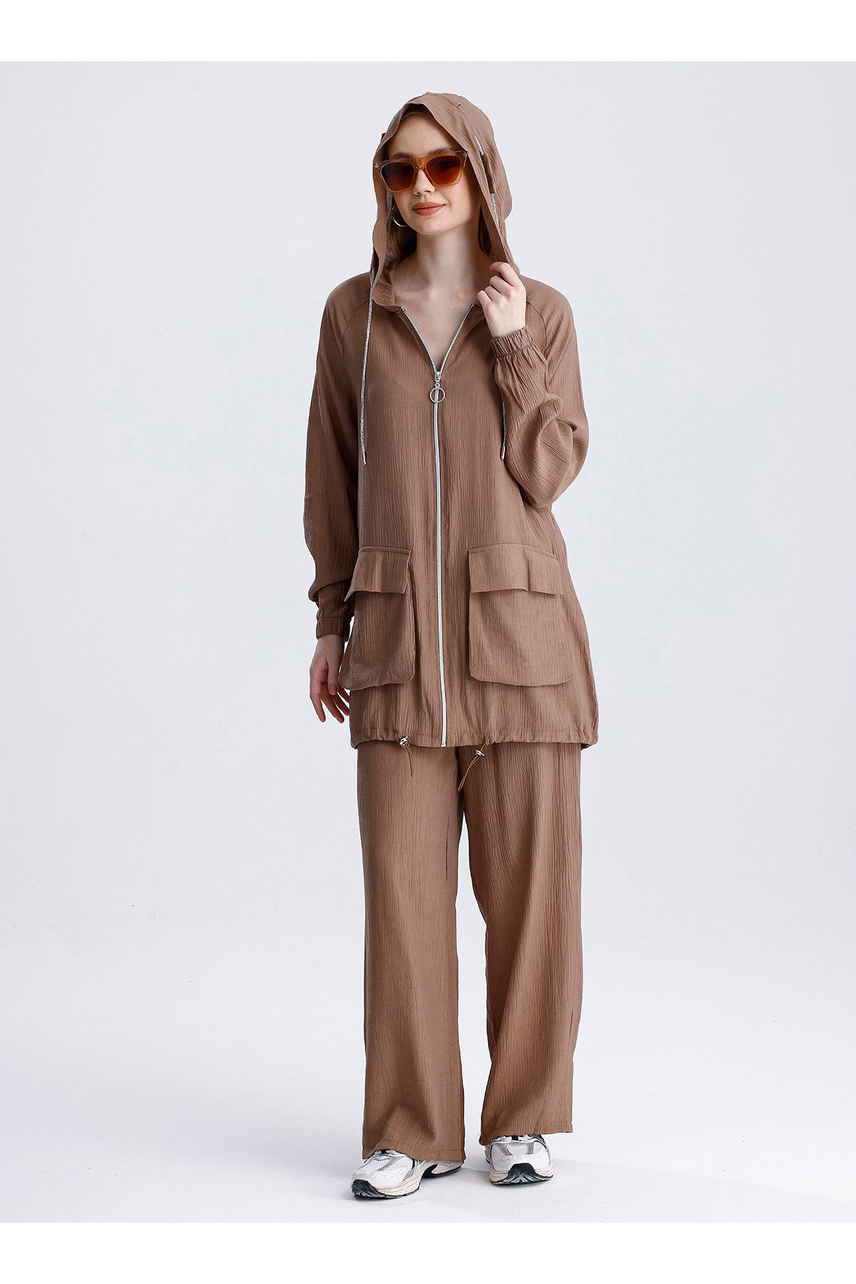 MD trend-Women's Oversize Zipper Pants and Sports Sweatpants Set 7