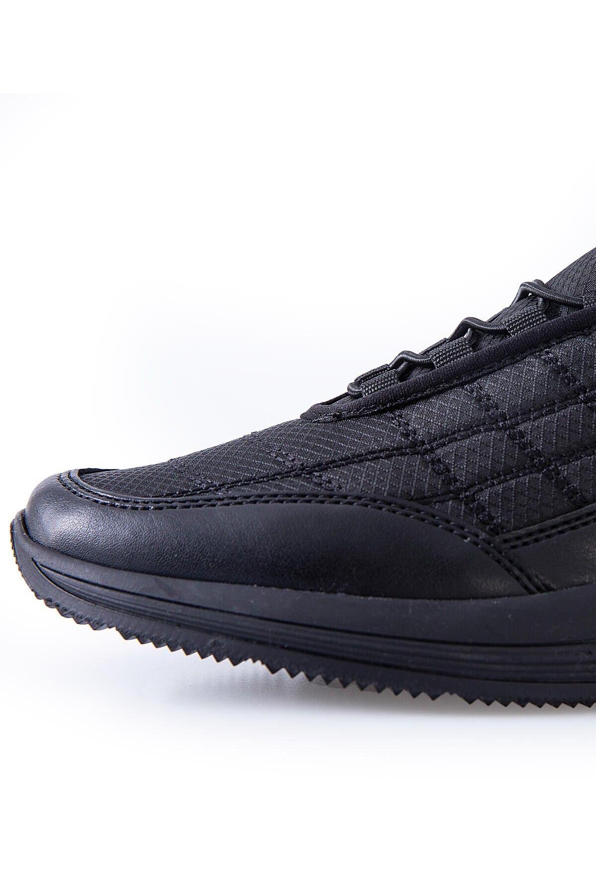 TOMMY LIFE-Black Lace Up Quilted Faux Leather Detailed Men's Sports Shoes - 89096 3