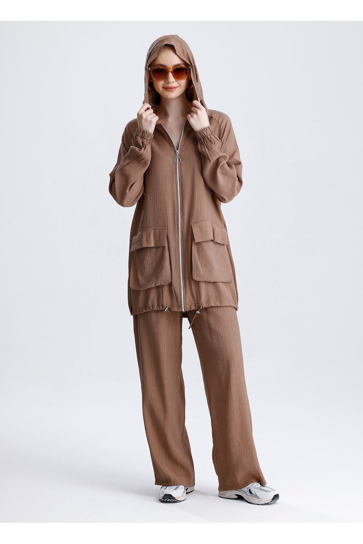MD trend-Women's Oversize Zipper Pants and Sports Sweatpants Set 6