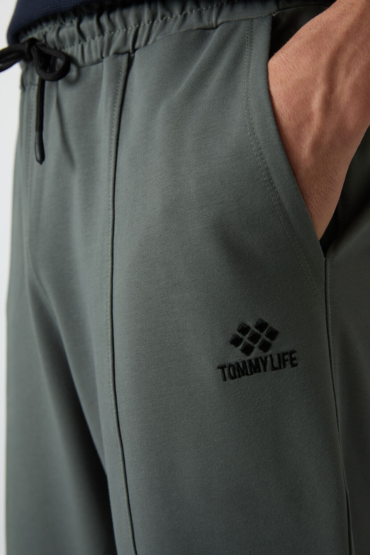 TOMMY LIFE-حذاء رياضي رجالي مطرز من القطن الكاكي الناعم المريح - 82123 3