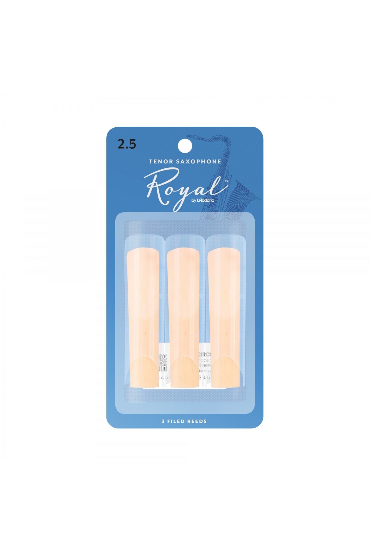 DAddario Woodwinds-D'Addario Woodwinds Royal Rkb0325 Tenor Saxophone Reed (3 Pcs) No:2.5 1