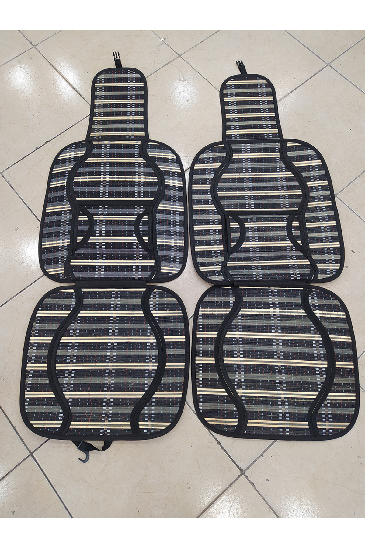 BTM OTOMOTİV Oto Hasır Bambu Minder Ön İkili Takım Bel Destekli