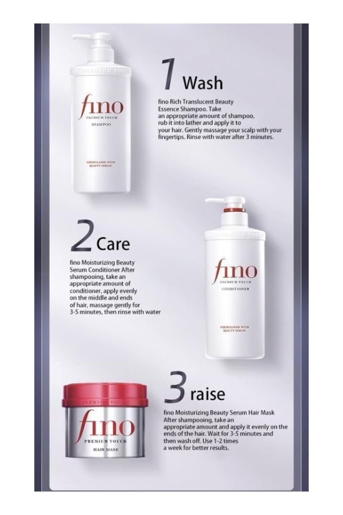 Fino-Premium Touch Moist Hair Care Set Shampoo, Conditioner, Mask & Oil for Dry Damaged Hair & Scalp 3