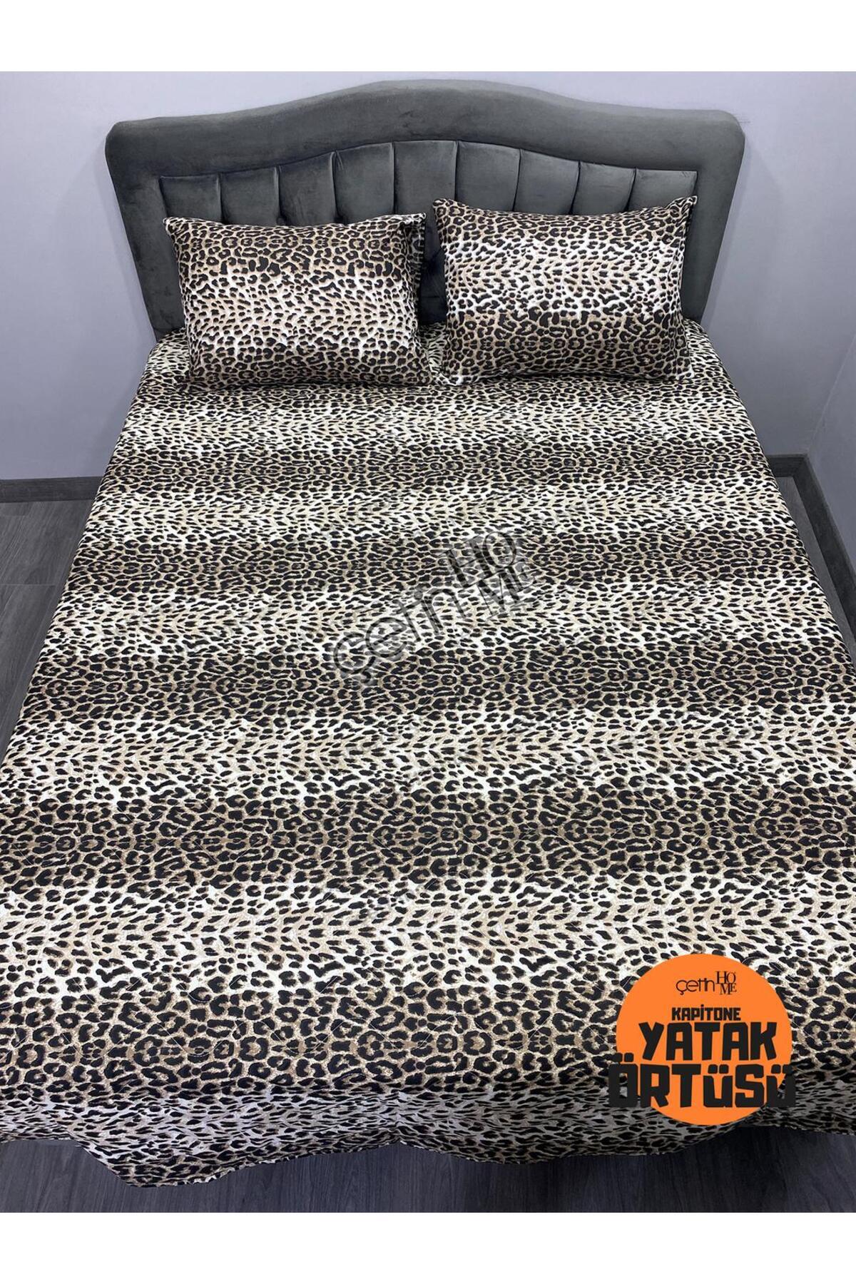 Çetinhome-Çetinhome Leopard Patterns Oversized Quilted Bed Cover Set 7