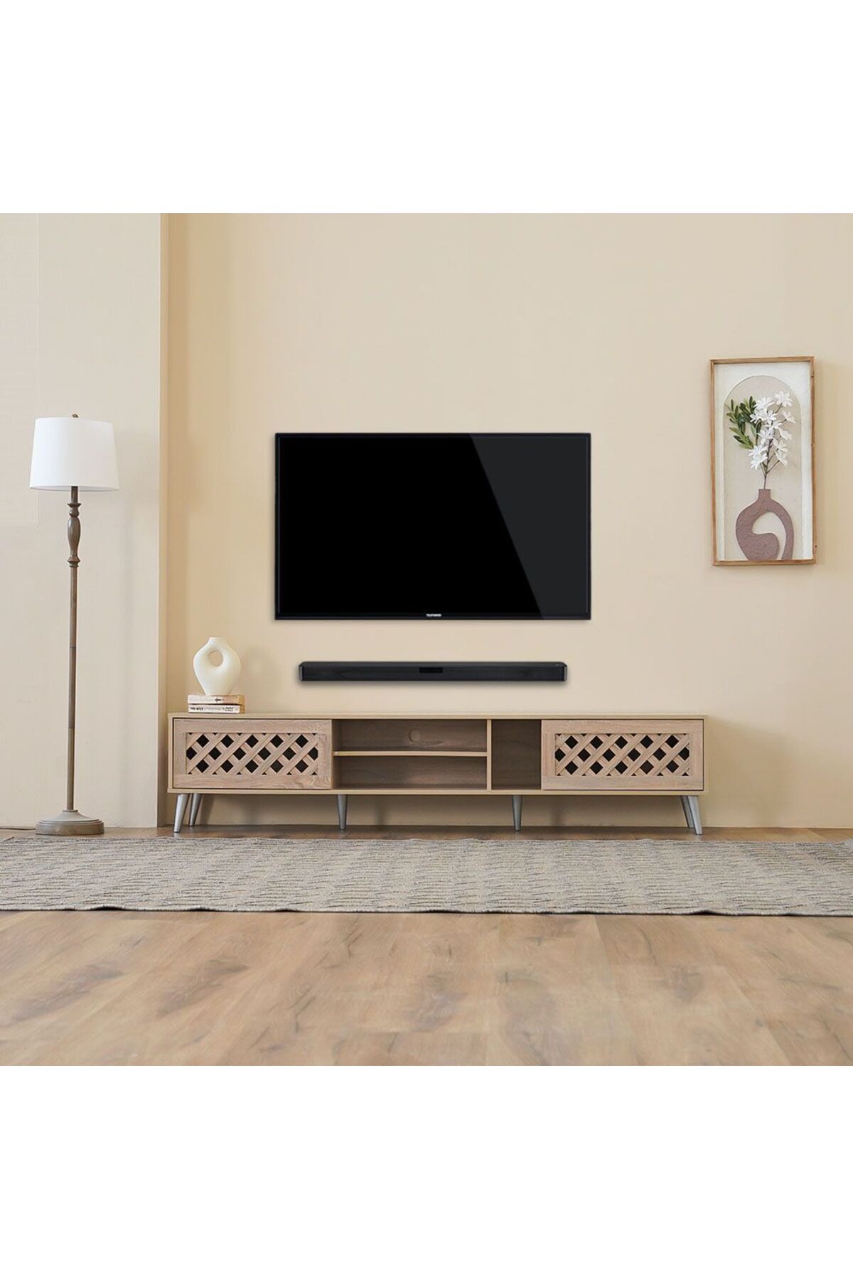Danube Home-وحدة تلفزيون هاملين حتى ٨٠ بوصة - سونوما أوك، الطول: ٢٠٠ سم × العرض: ٤٠ سم × الارتفاع: ٤٥ سم 1