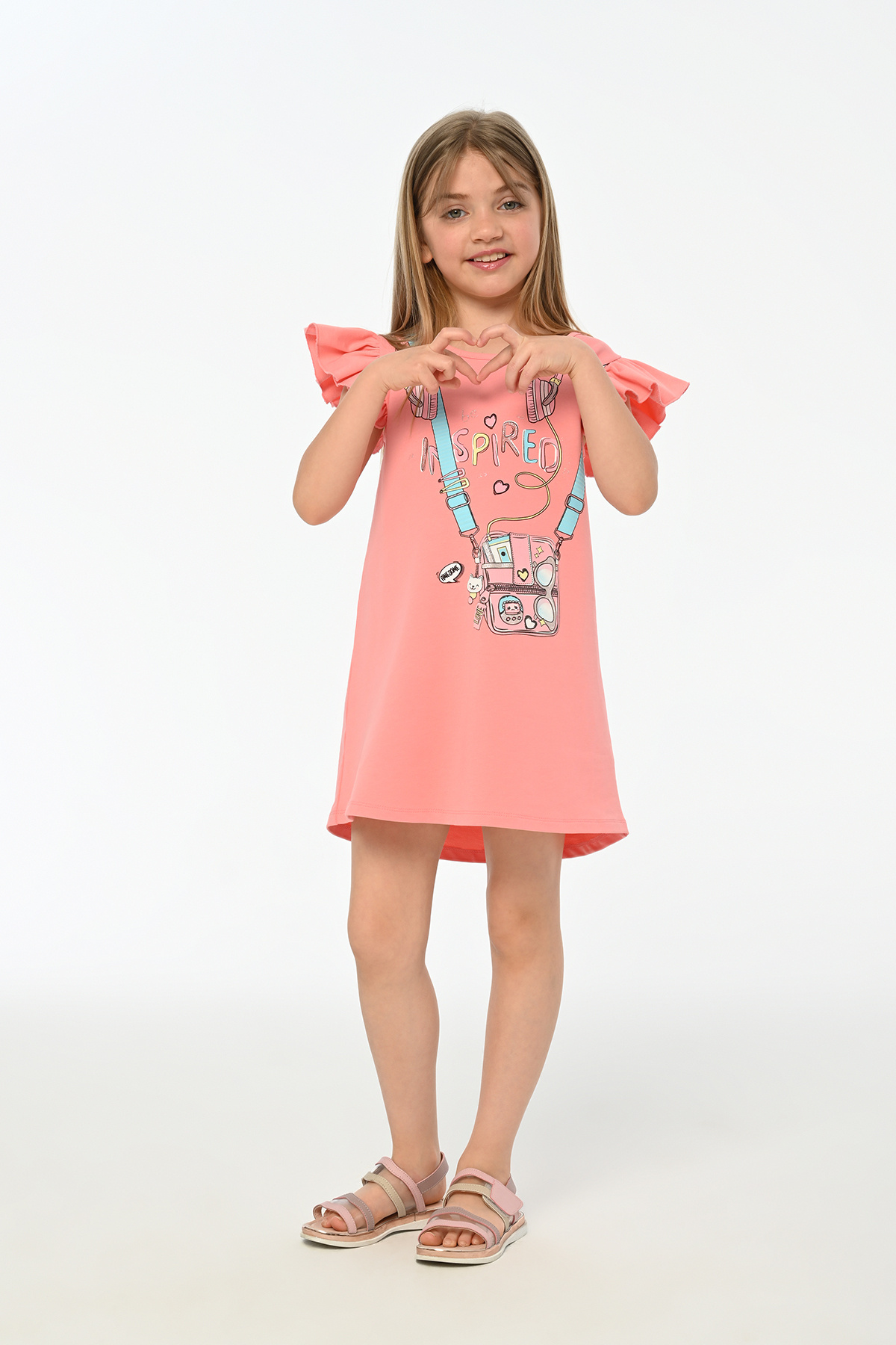 LupiaKids-Rabbit Print Girl's Dress - Pink Short Sleeve Summer Comfortable Dress 2