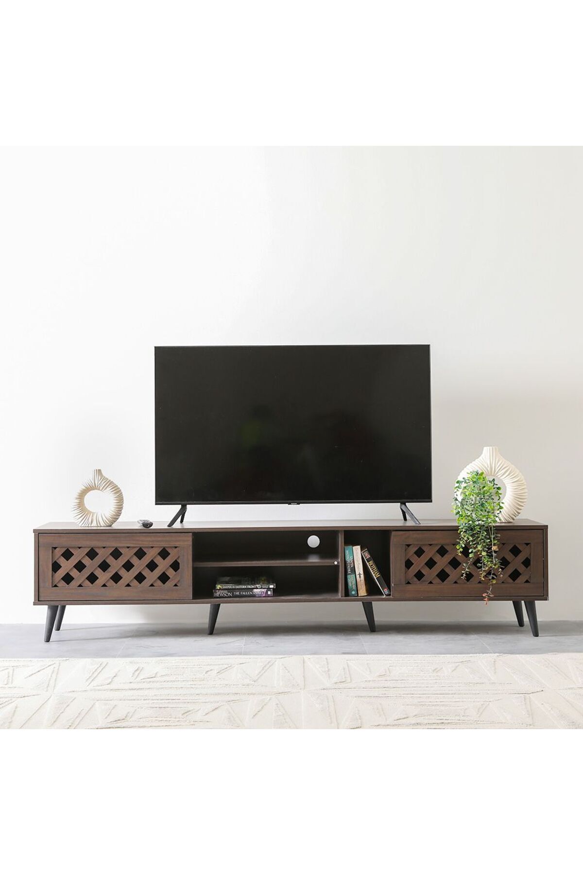 Danube Home-وحدة تلفزيون كبيرة من هاملين حتى 80 بوصة - لون الجوز (طول 200 سم × عرض 40 سم × ارتفاع 45 سم) 1