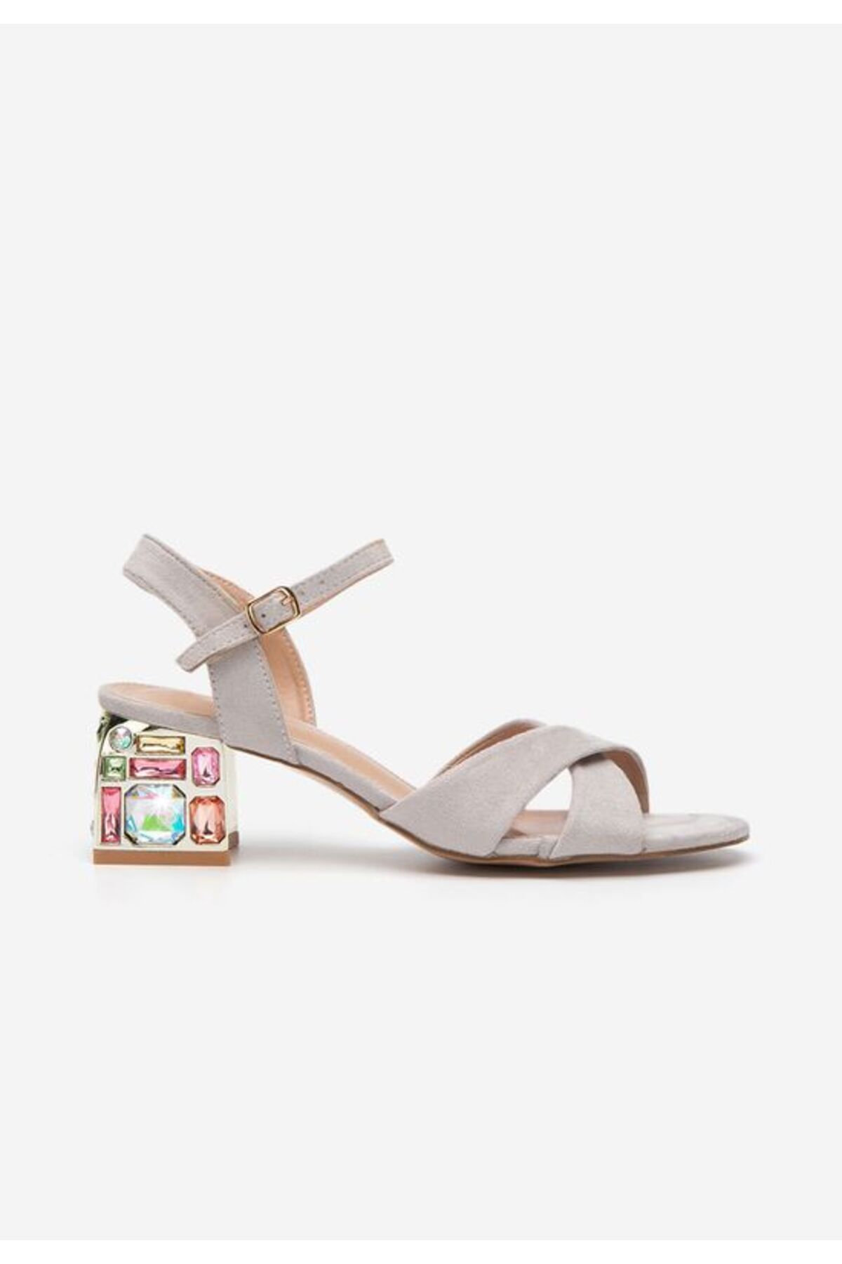 B T Shoes-Sandale cu toc gros Susia gri 3