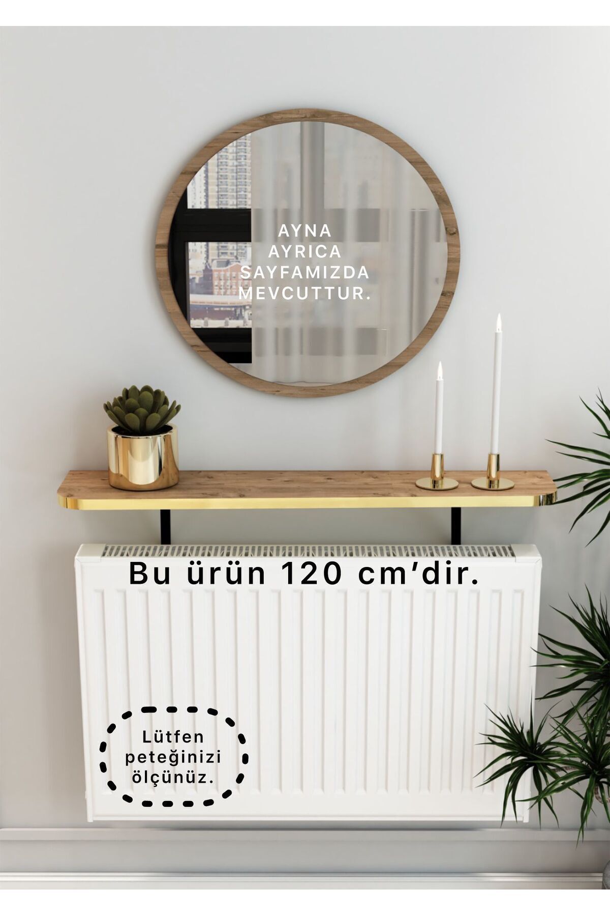 TALAŞTOZUM Atlantik Çam Gold Pvc Petek Üstü Tak Çıkar, Uçan Raf & Dresuar Duvar Montajsız Oval Kesim 120 Cm