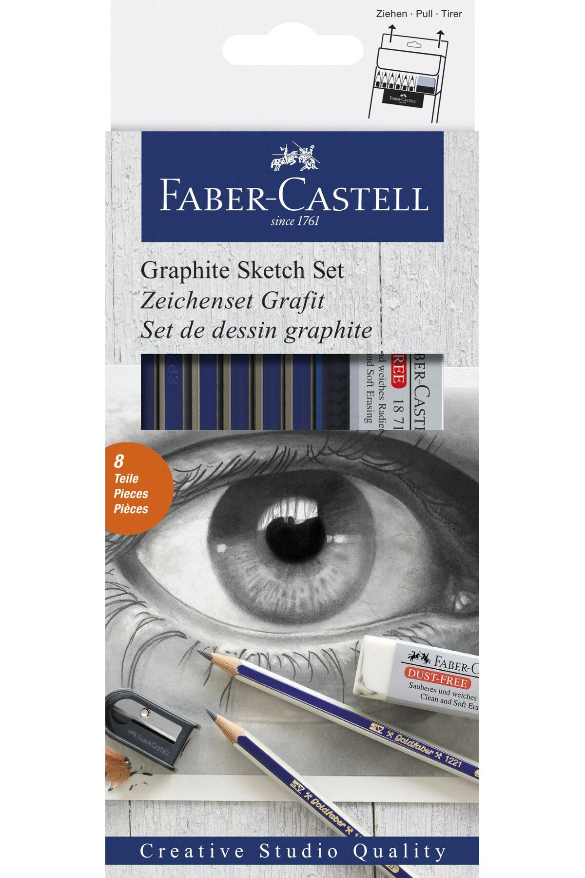 Faber Castell-Set 6 Graphite Pencils Various Hardness Goldfaber + Eraser + Sharpener 1