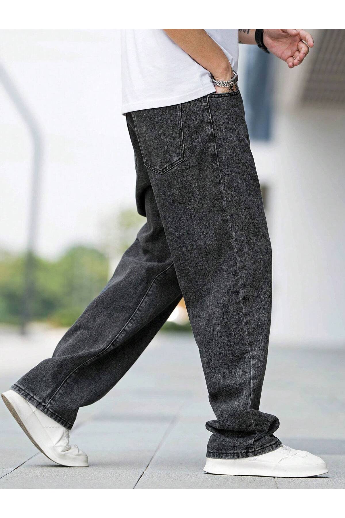 WKM  Erkek Casual Baggy Denim Jean Kot Pantolon - Görsel 5