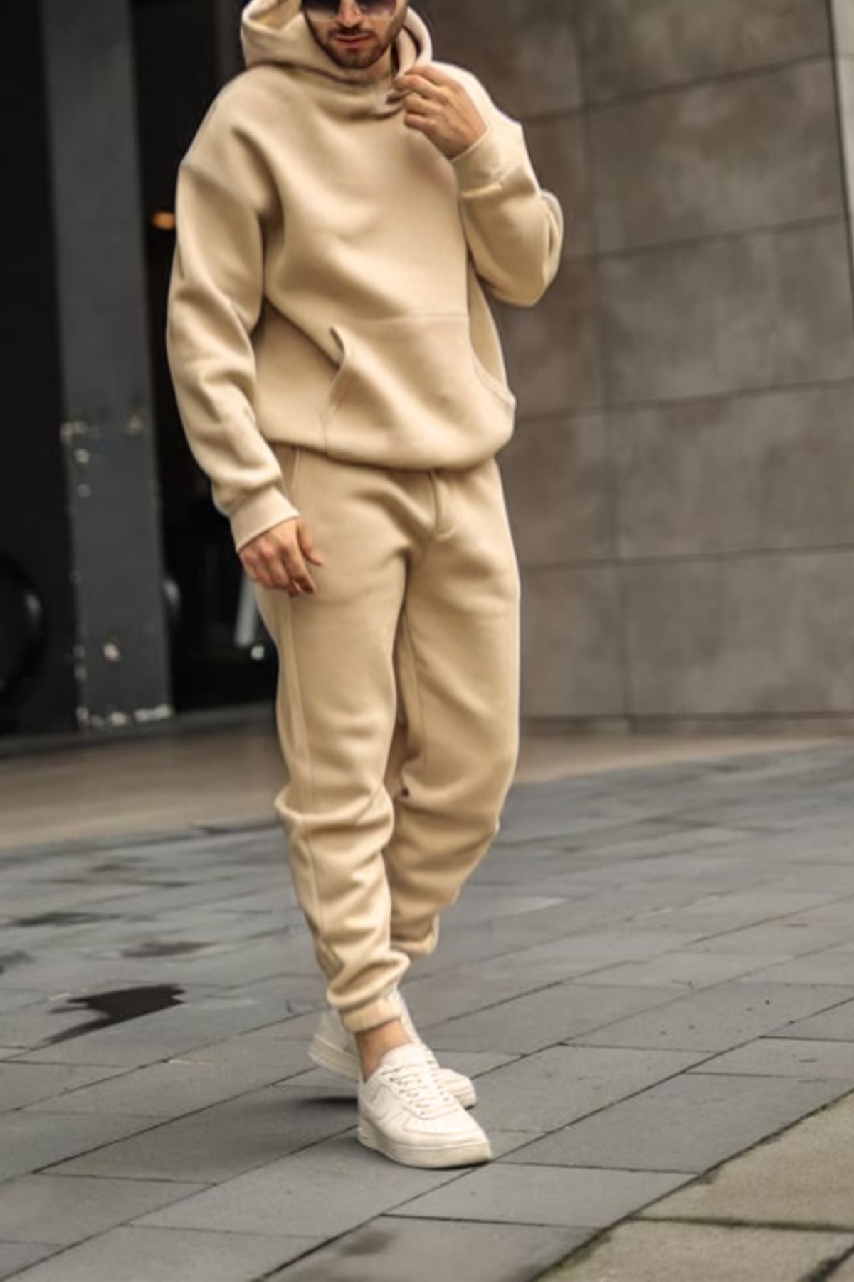 ruNadeS-Men's Soft Textured Oversize Hooded Tracksuit Set with Elastic Legs - Casual 1