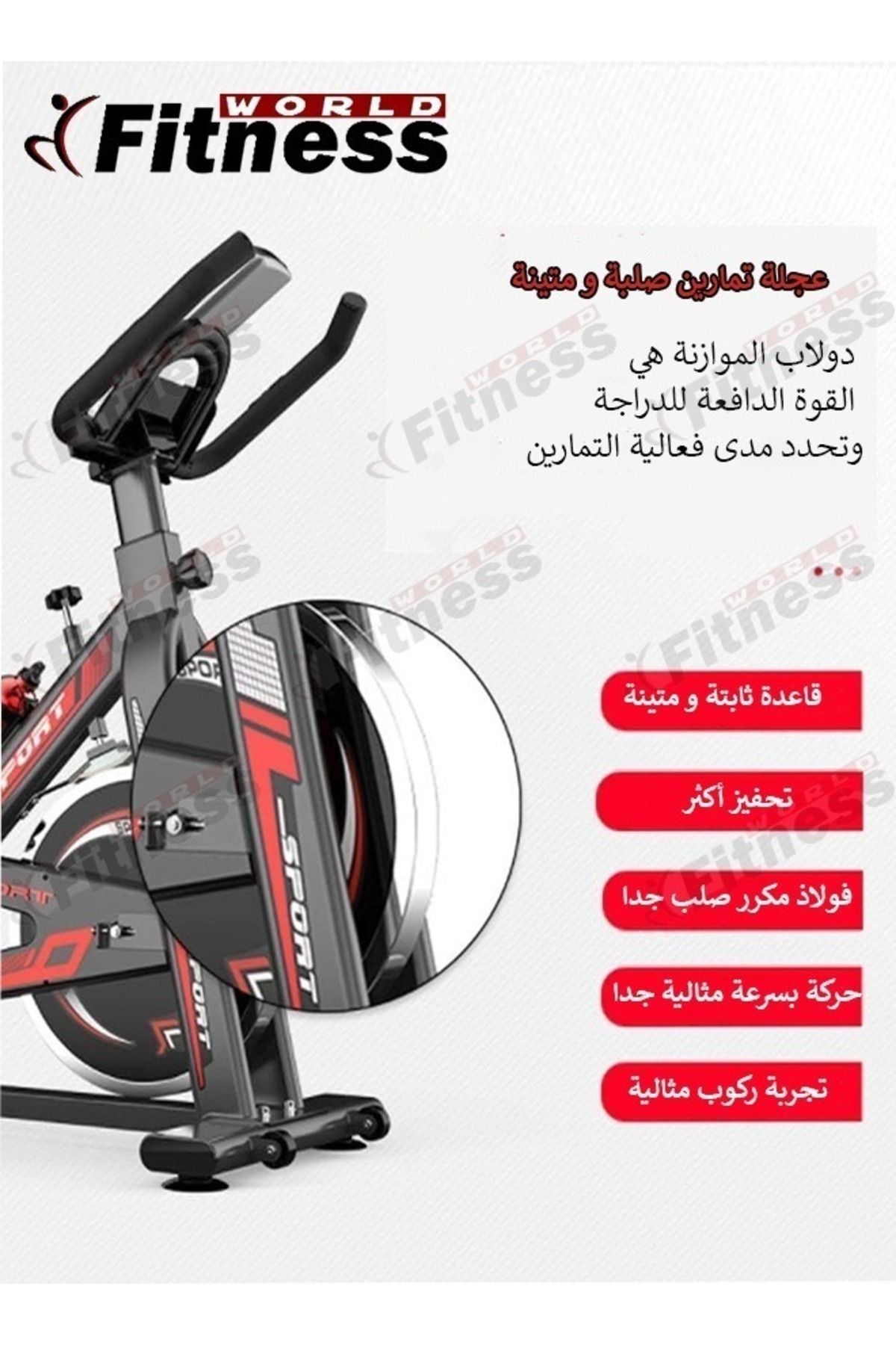 Fitness World-Exercise Bike with iPad Holder, Home Gym Exercise Bike with LCD Screen and Professional Seat 2