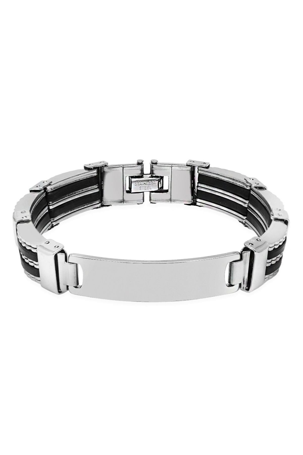 Tesbihane-Silver Color Steel Men's Bracelet (Model 2) 4