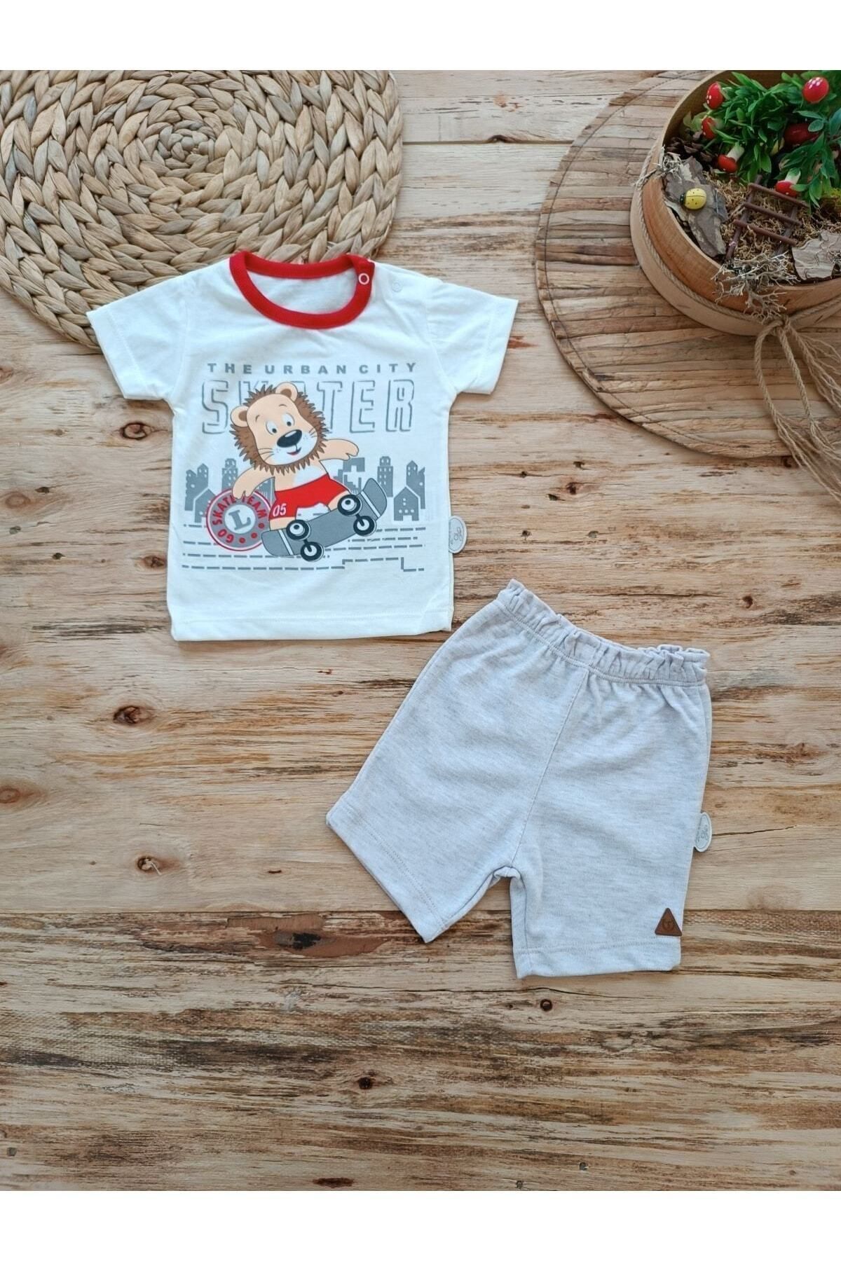 Tomuycuk 2'li Kız / Erkek Bebek Alt Üst Takım - Gri & Aslan Desenli Yumuşak Bebek Takımı - Friends Show fotoğrafı 2 (önizleme)