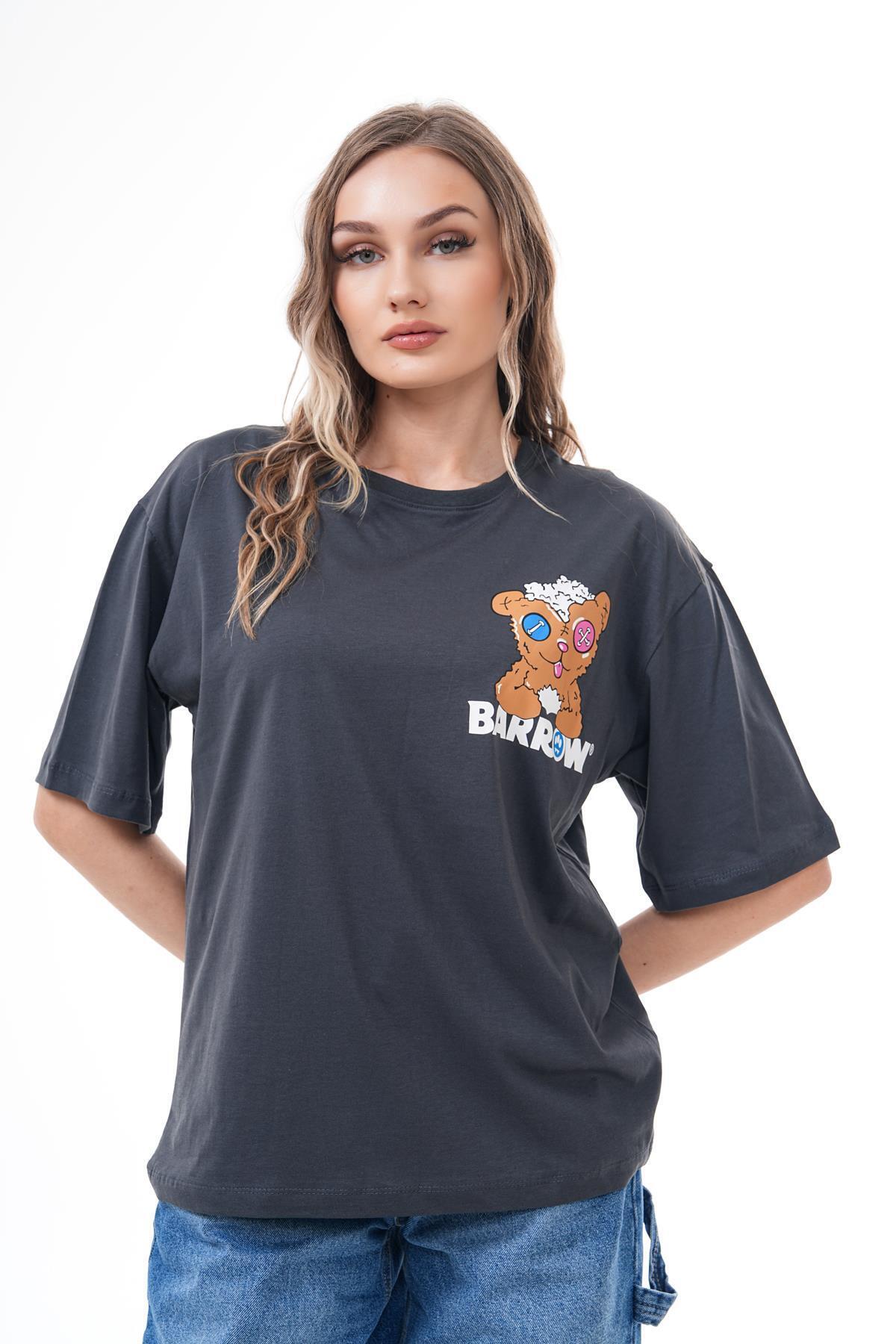 ŞİMAL-Women's Back Print Detailed Crew Neck Oversize T-Shirt 250117   - 2