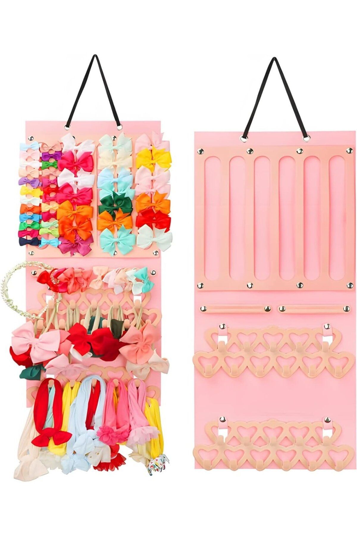 auvstar-Hanging Organizer for Hair Clips/Bars, Textile, Pink 1