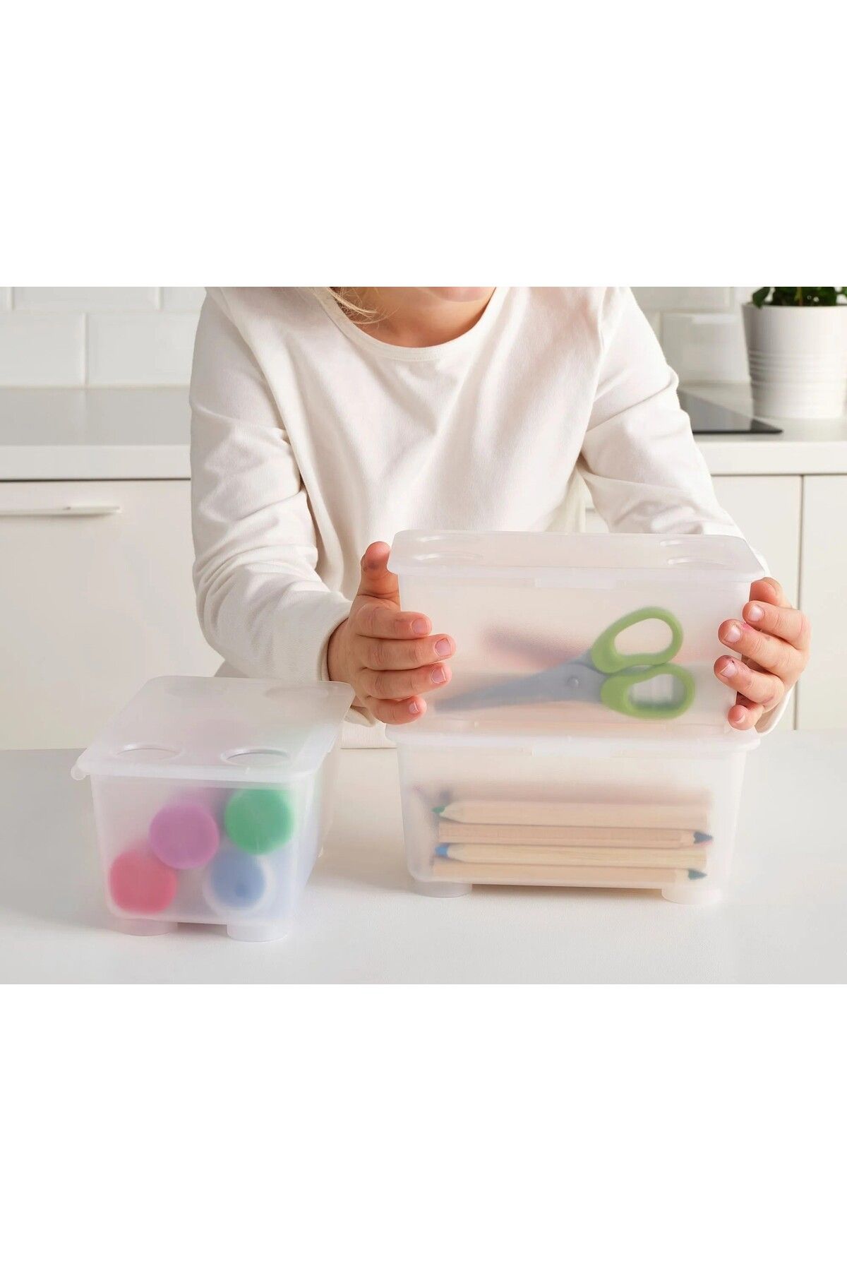IKEA-3 Pieces Organizing Box with Lid 17X10X8Cm Ikea Set of 3 Storage Box Transparent Plastic Box Organizer 2