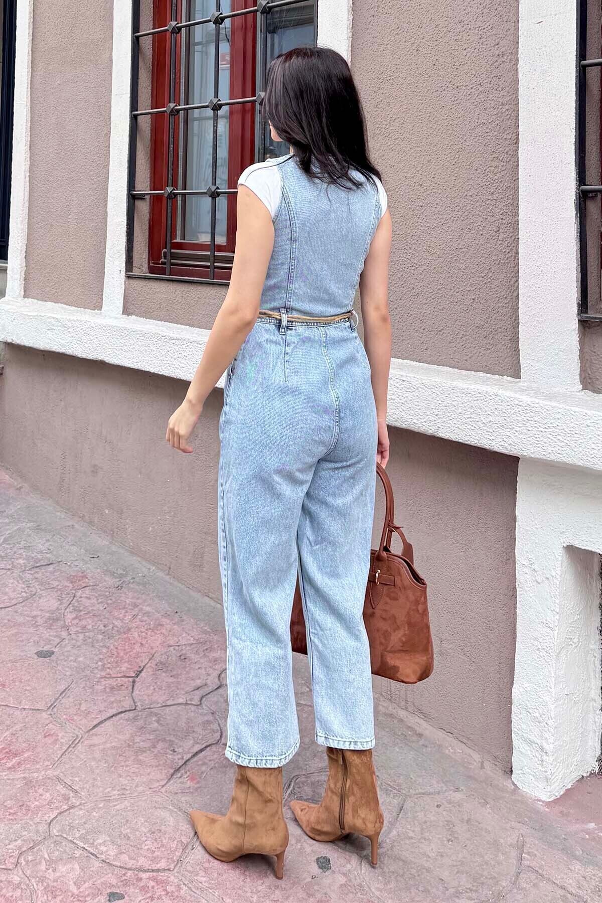 Pulmulier-Rope Belted Jumpsuit Ice Blue 5