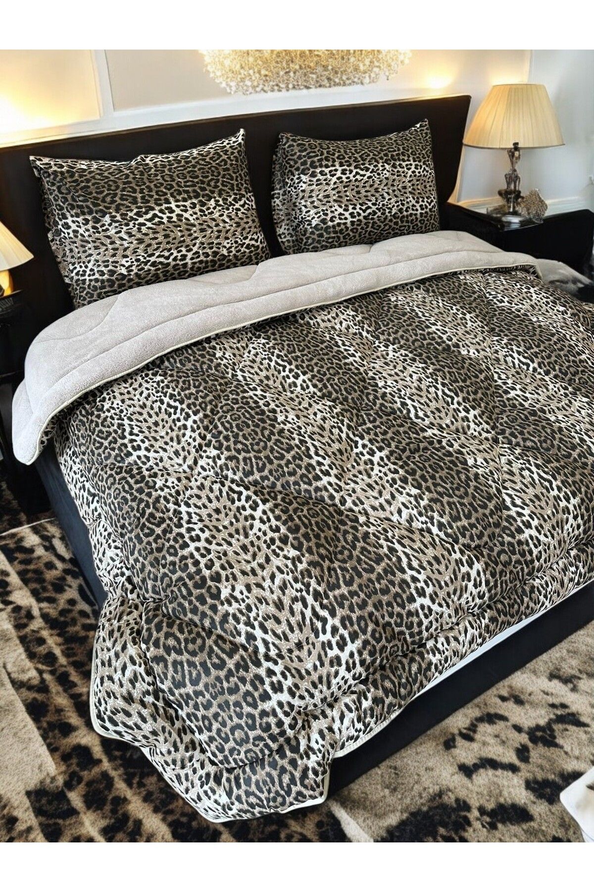BlueMaison-King Size Welsoft Quilt Set (with 2 Pillow Cases) Leopard 3
